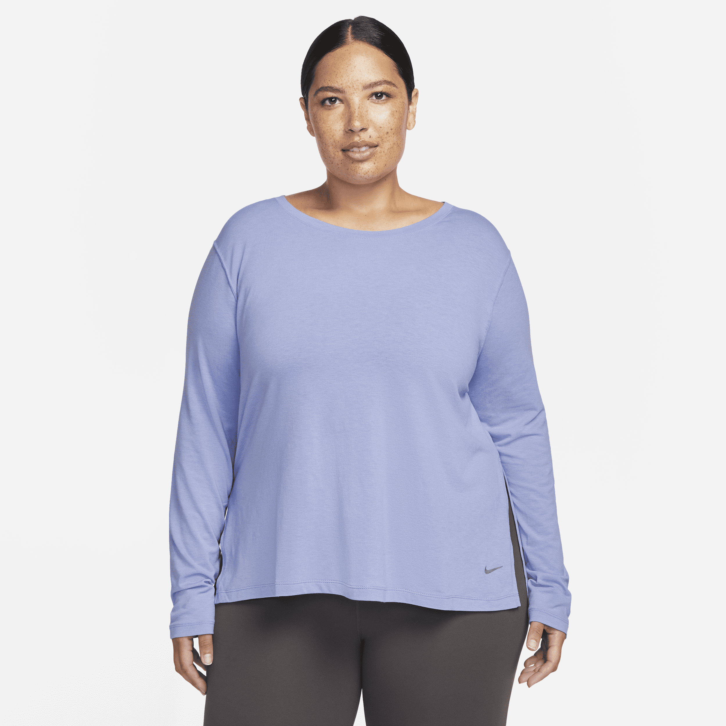 Nike Women's Yoga Dri-fit Long-sleeve Top (plus Size) In Purple