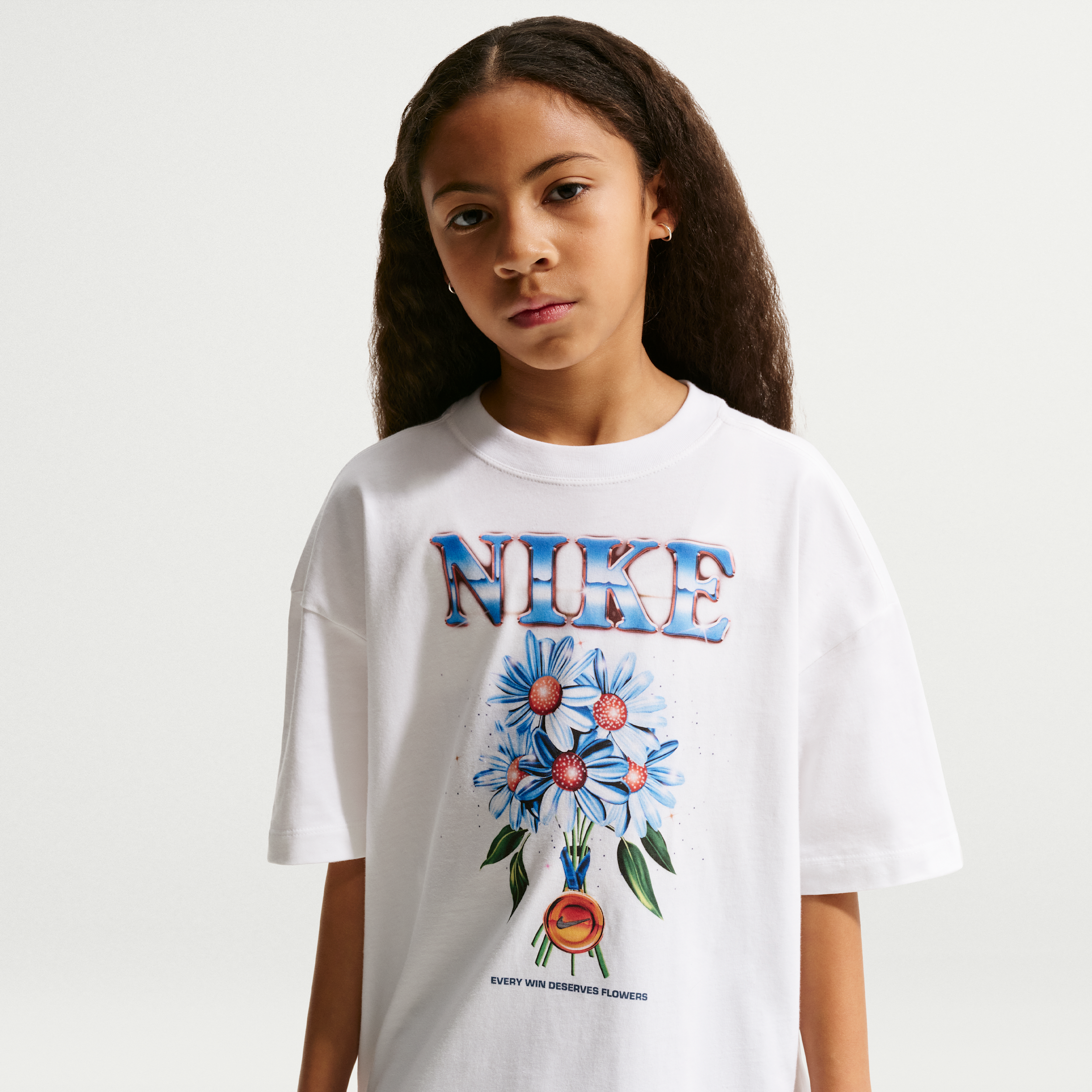 Nike Sportswear Big Kids' (Girls') Oversized T-Shirt in White | IR5191-100