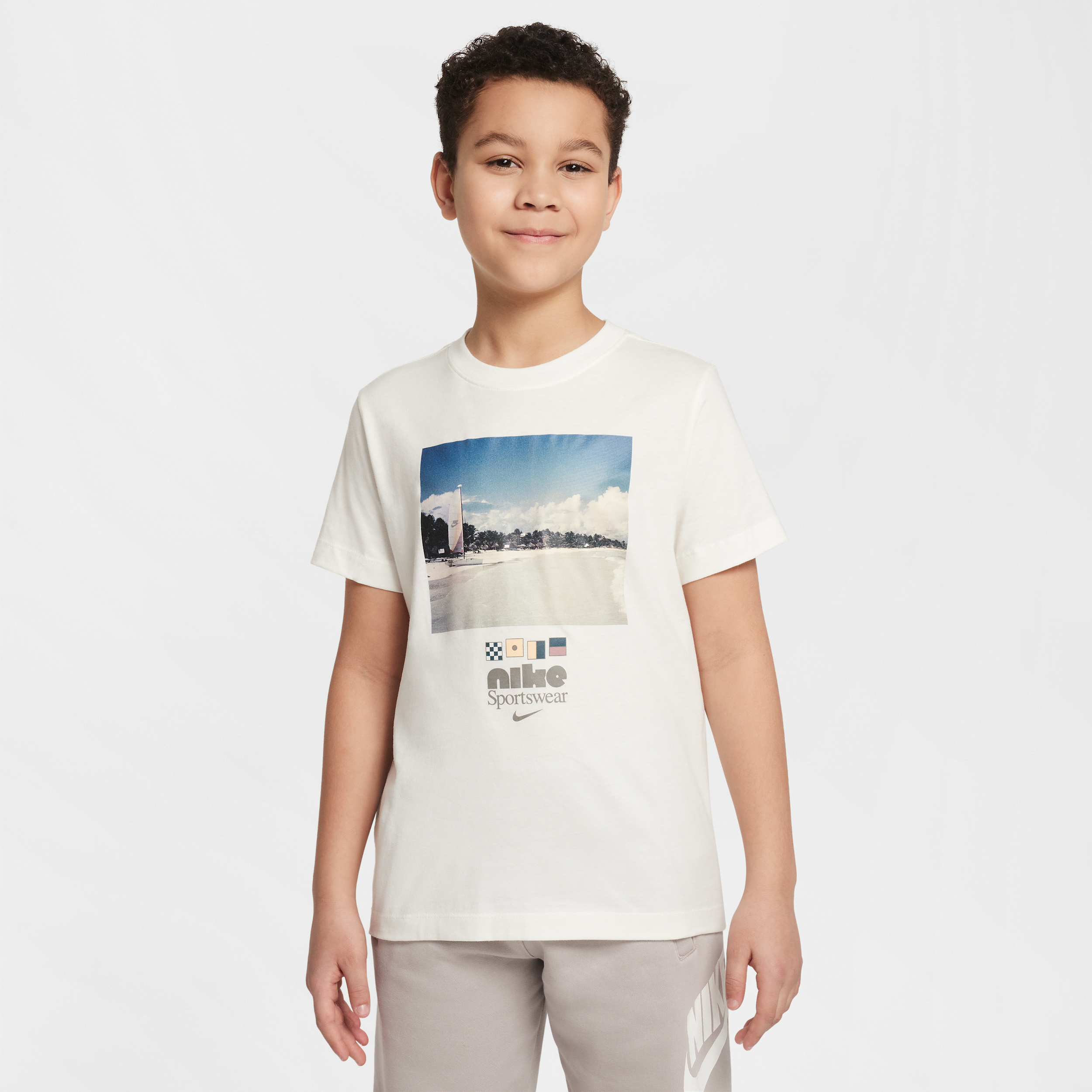 Nike Sportswear Big Kids' Crew-neck T-shirt In White