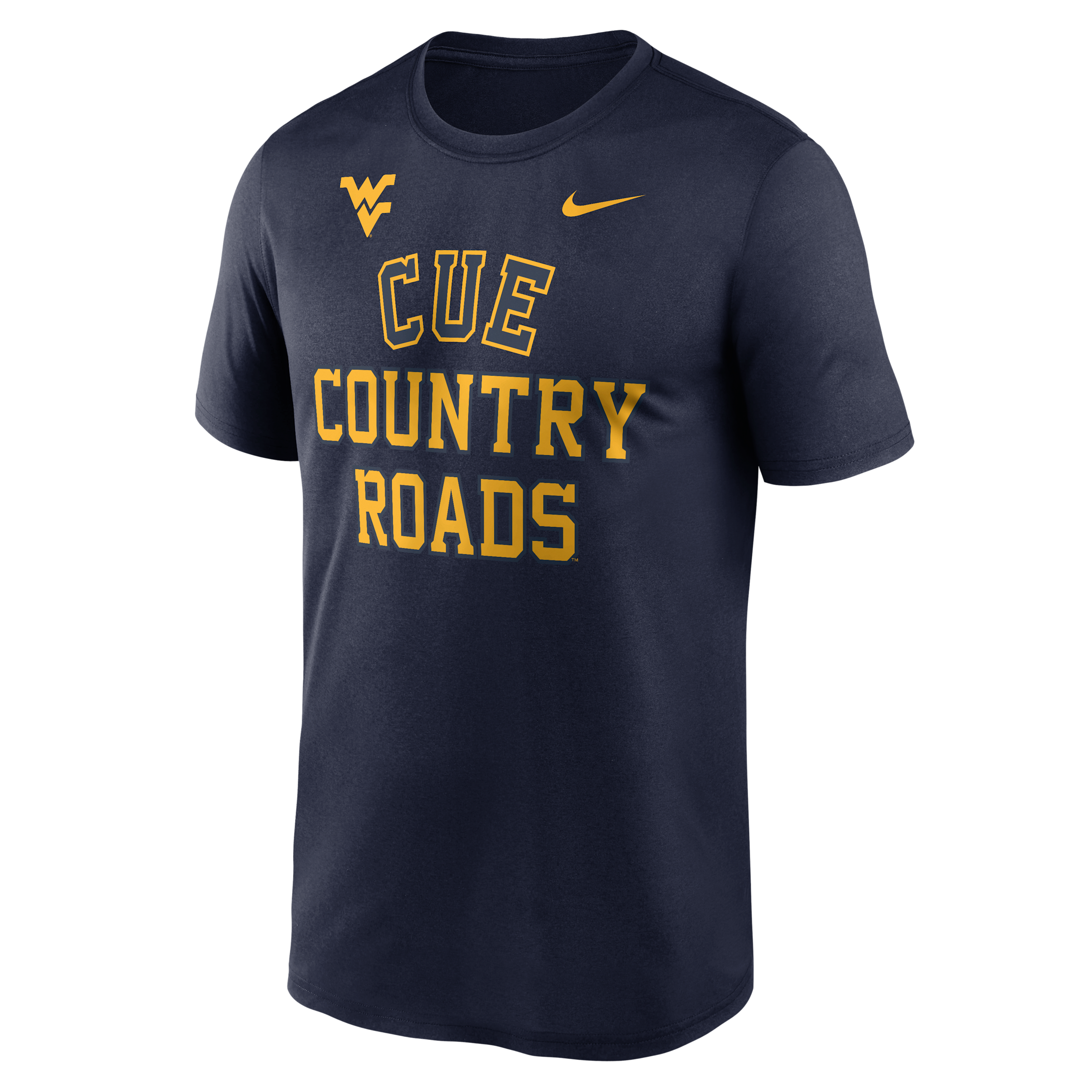 West Virginia Primetime Arch Mantra Legend Nike Men's Dri-FIT College T-Shirt in Blue | NKGK41SWVN-ZZX
