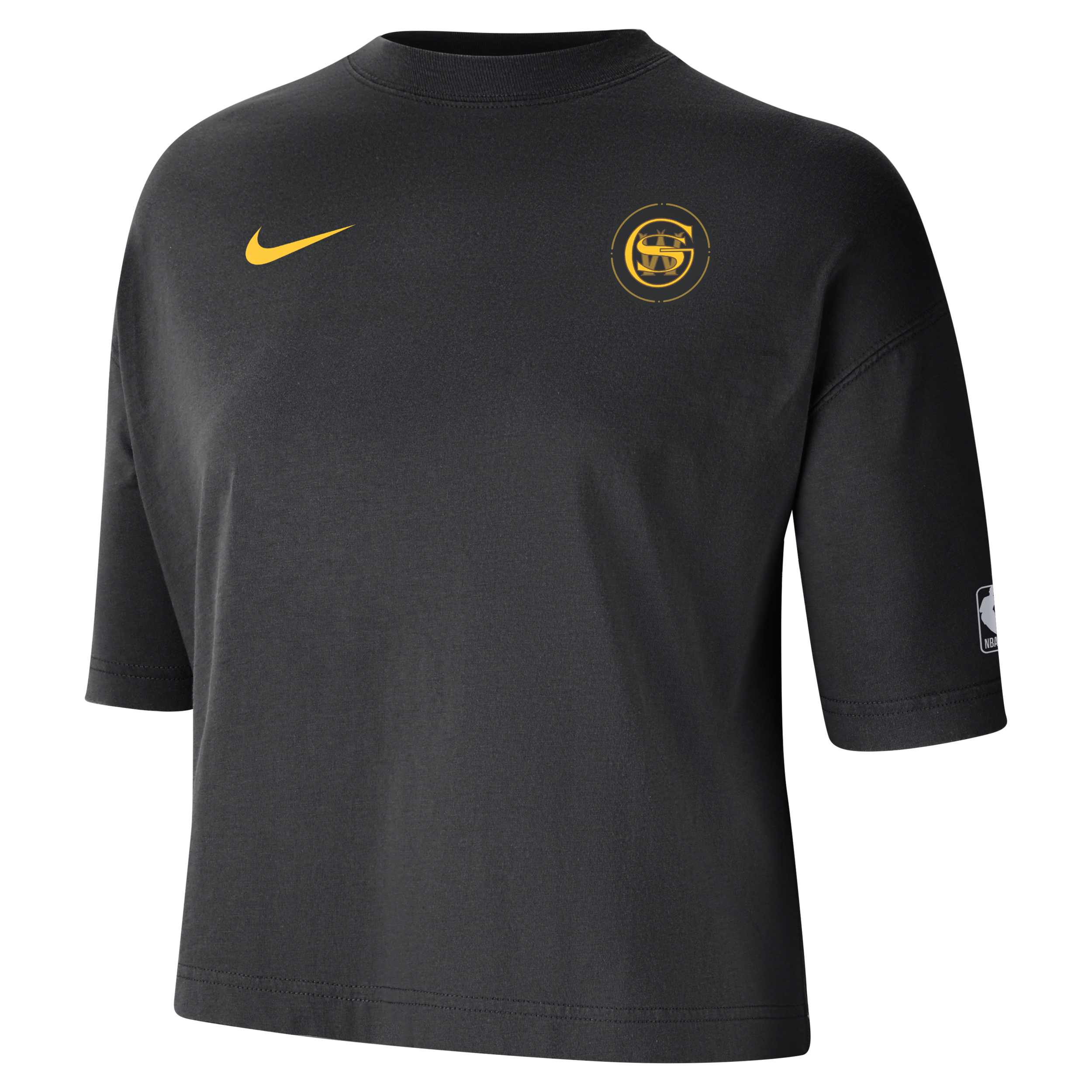Nike Golden State Warriors 2023/24 City Edition  Women's Nba Courtside Boxy T-shirt In Black
