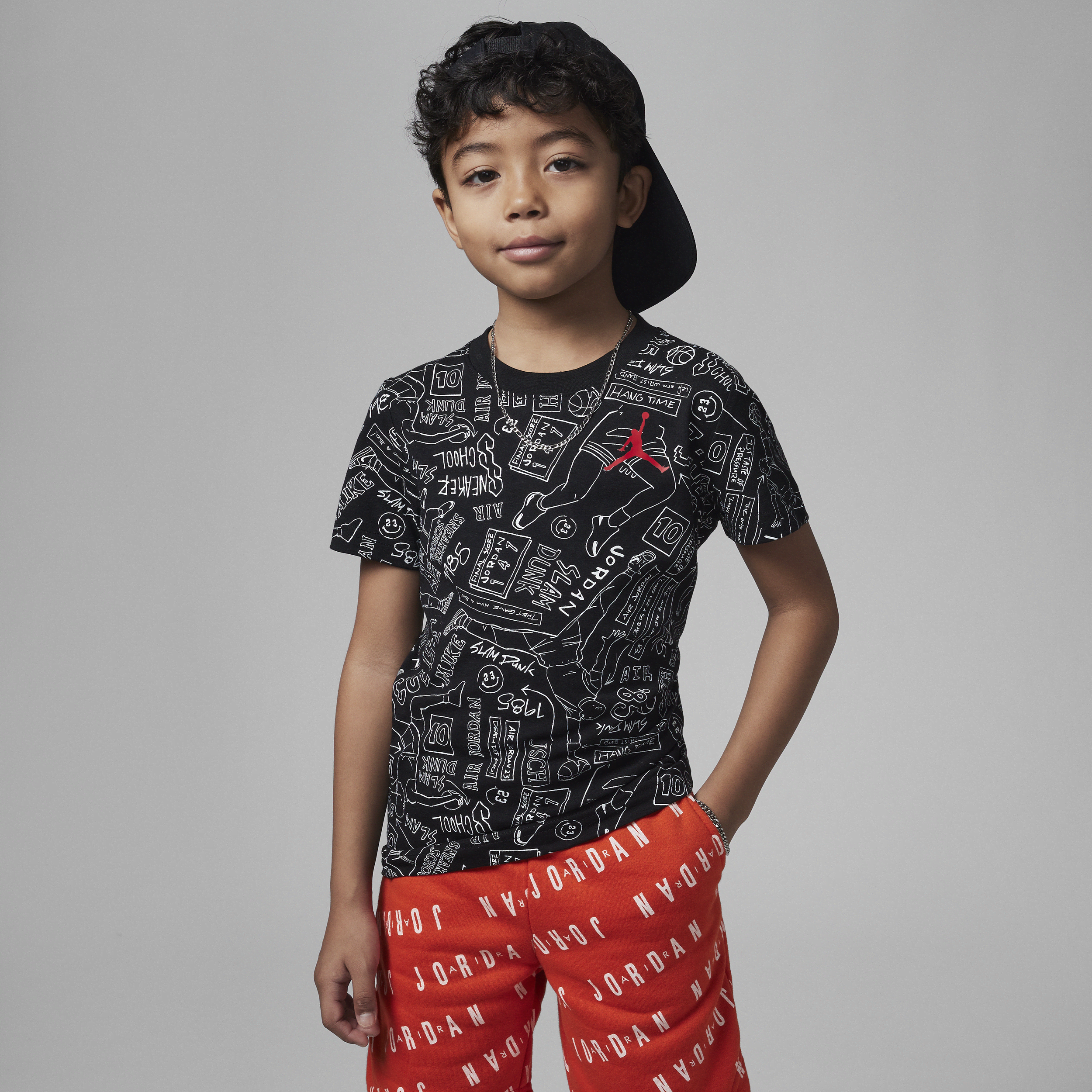 Jordan Sneaker School 23 Printed Tee Little Kids' T-shirt In Black