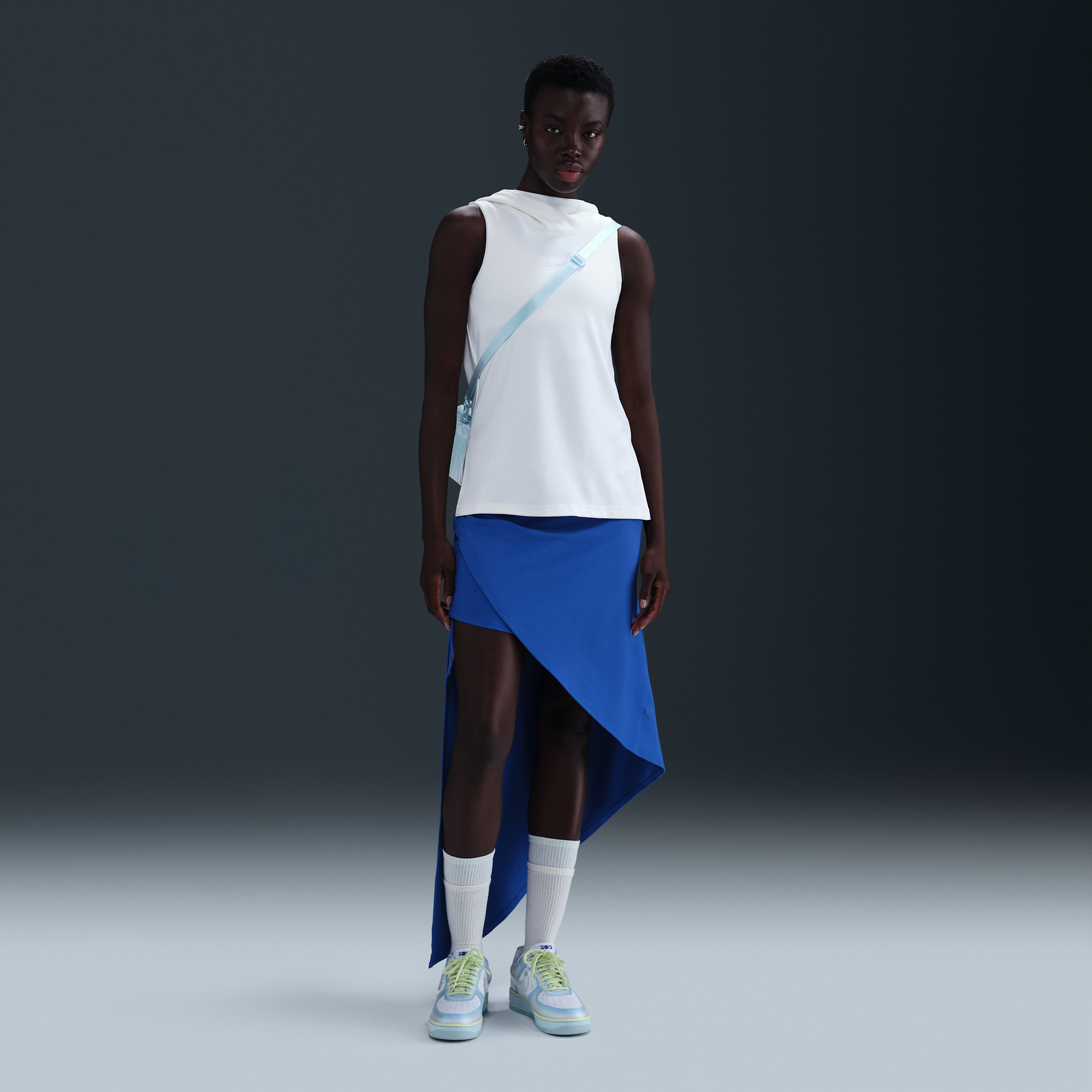 Nike X Serena Williams Design Side Ruched Maxi Skirt In Blue