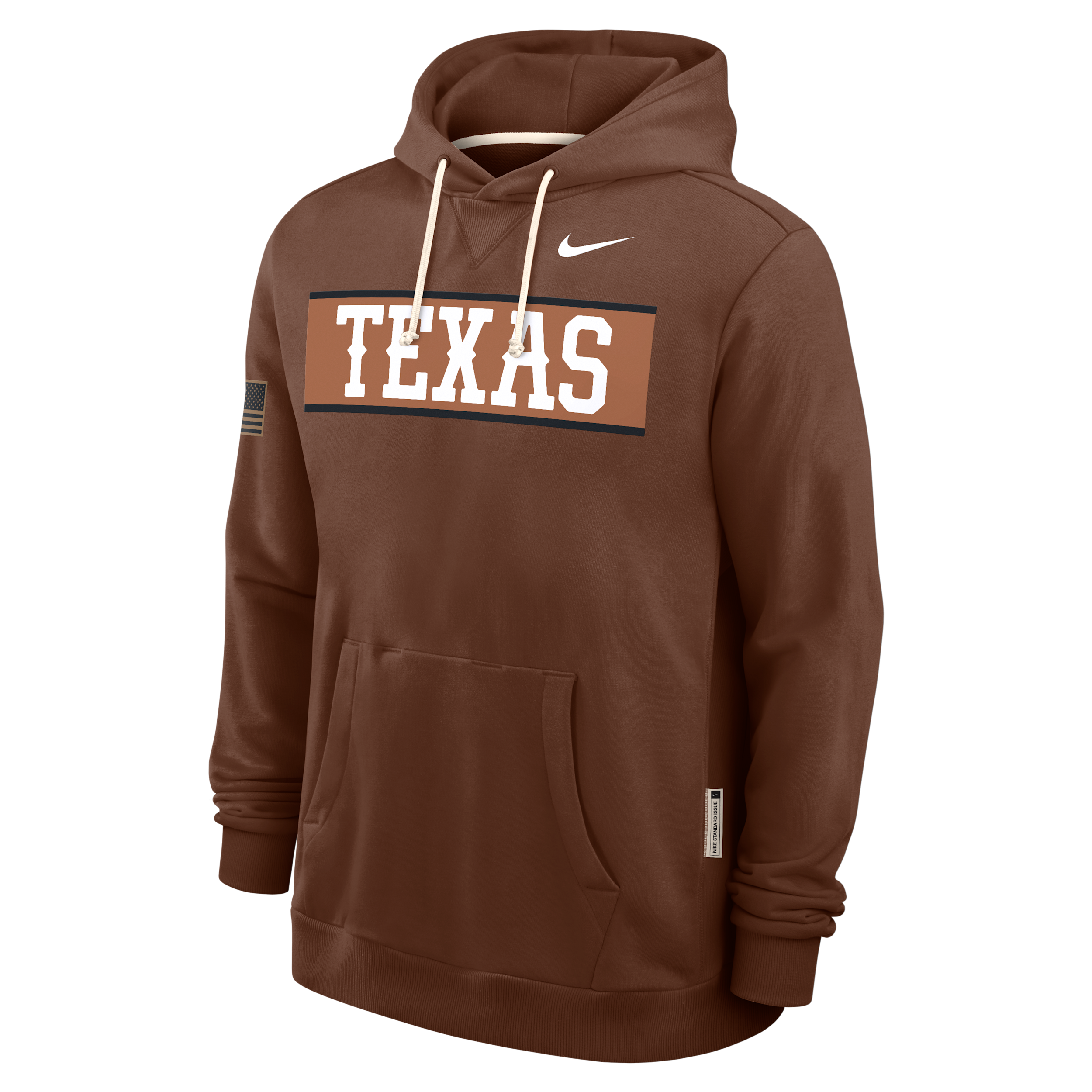 Texas 2026 Military Appreciation Standard Issue Nike Men's Dri-FIT College Pullover Hoodie in Brown | 03AZ2GYTXE-4EB