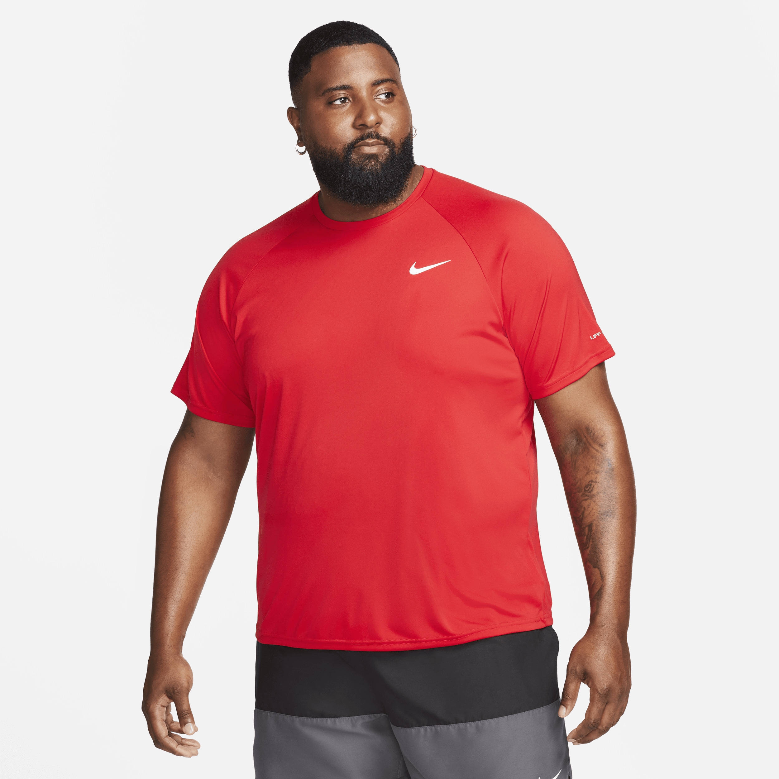 Nike Men's Essential Dri-fit Short-sleeve Swim Hydroguard (extended Size) In Red