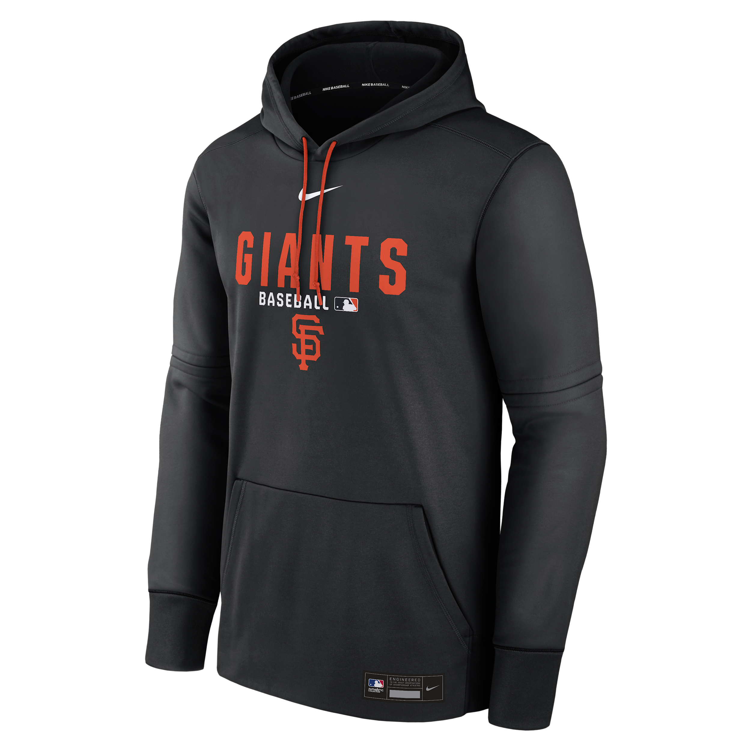 Men's San Francisco Giants Authentic Collection Nike Therma MLB Pullover Hoodie in Black | NAC3088NGIA-RMG
