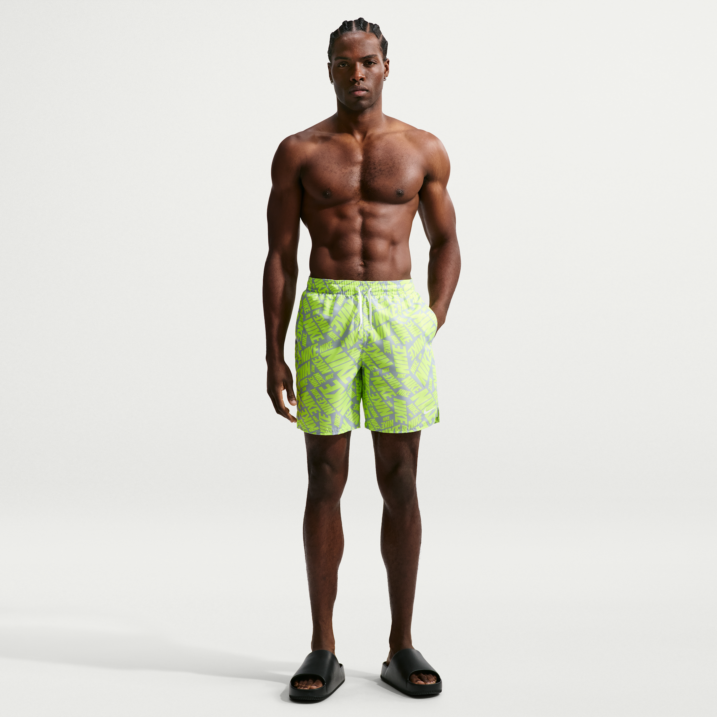 Nike Men's Swim Breaker 7" Brief-Lined Volley Short in Yellow | NESSG575-737