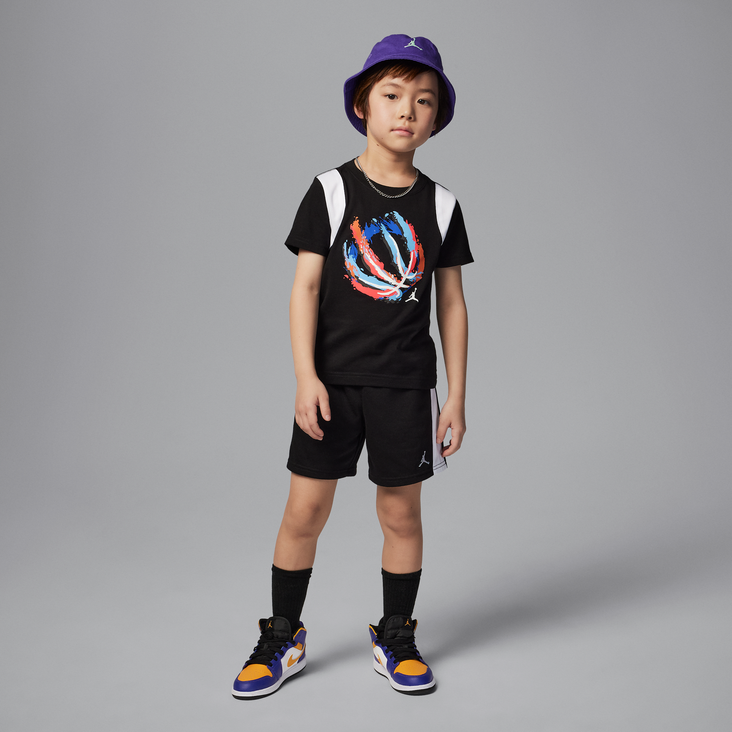 Jordan Little Kids' Bball Fire Mixed 2-piece Shorts Set In Black