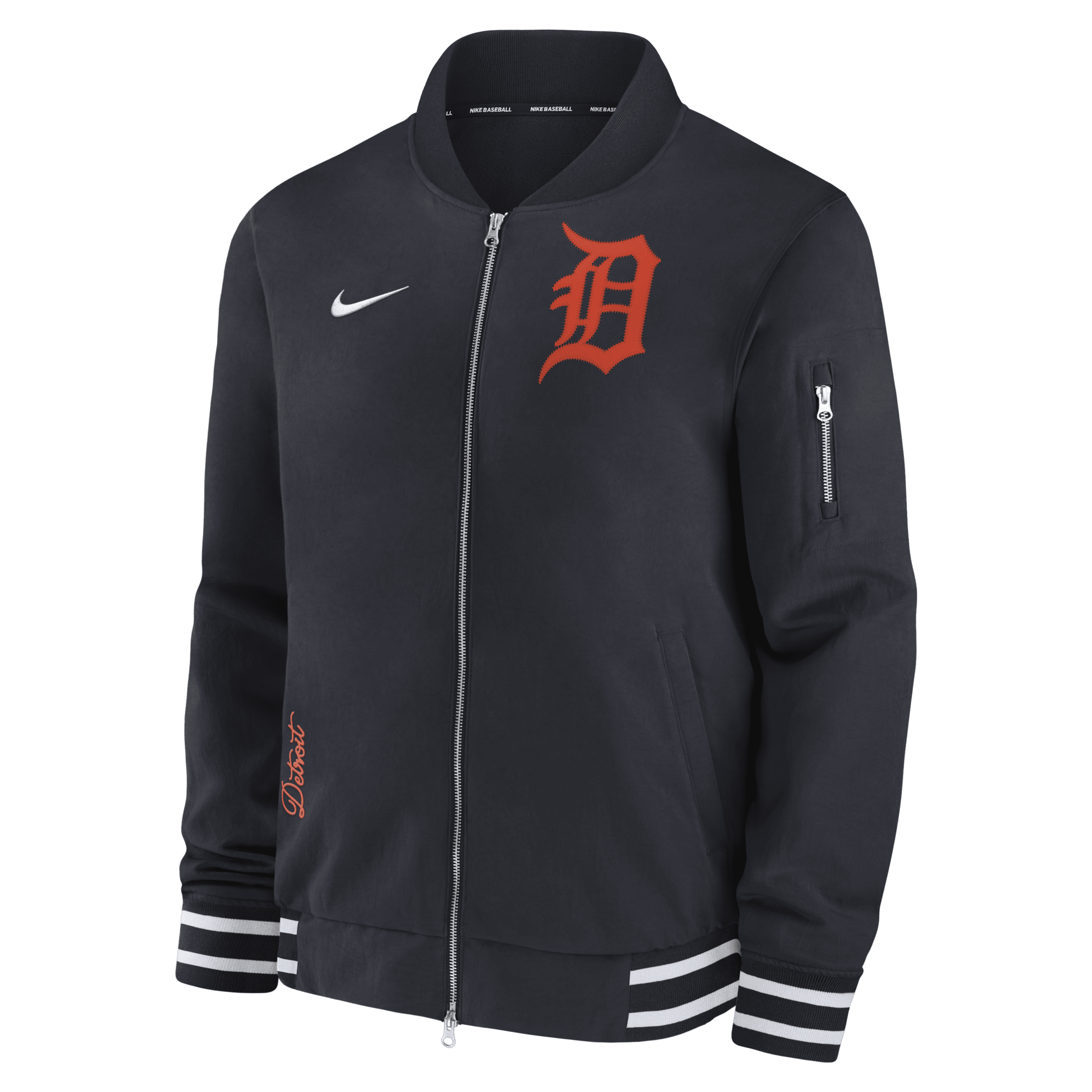 Shop Nike Detroit Tigers Authentic Collection  Men's Mlb Full-zip Bomber Jacket In Blue