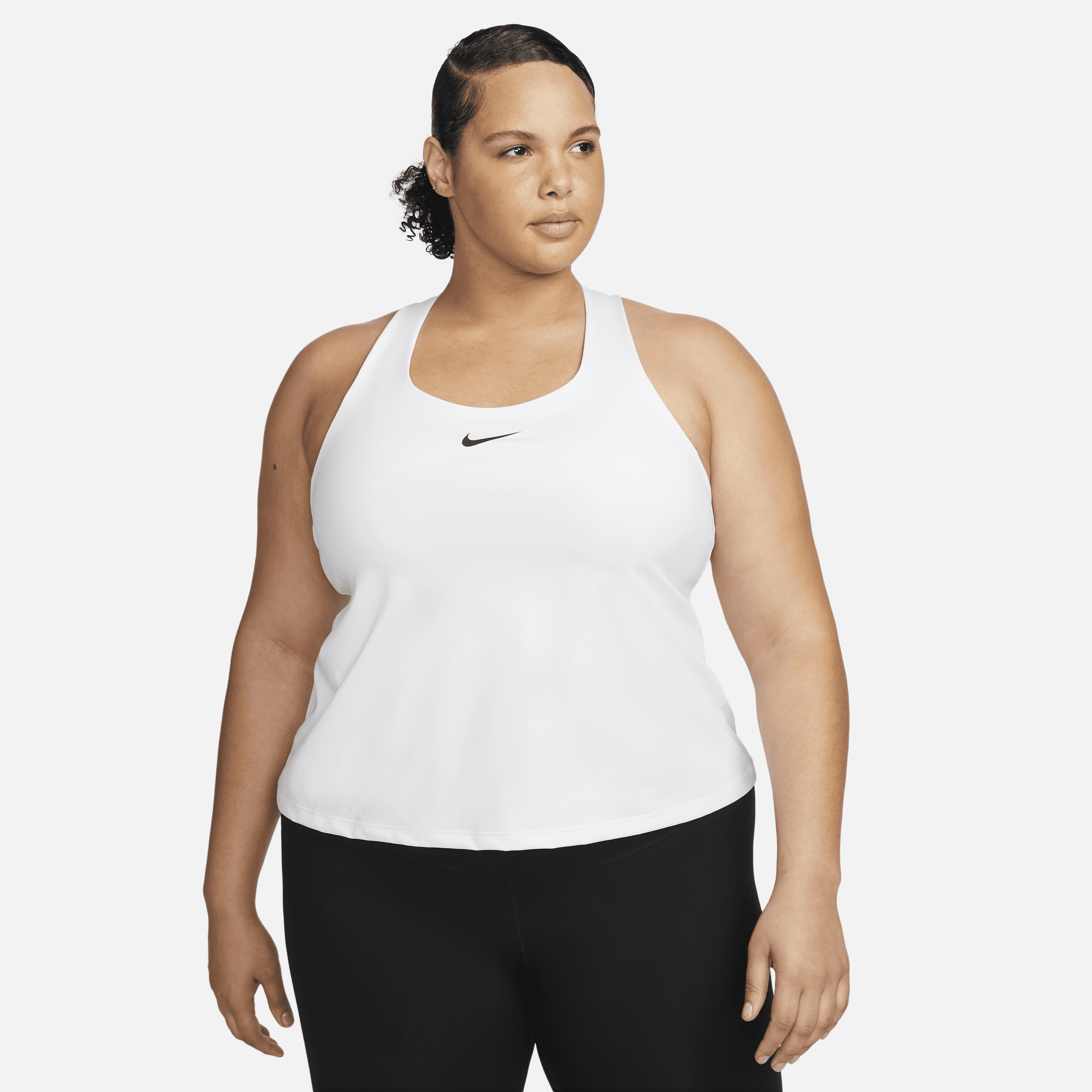 Shop Nike Women's Swoosh Medium-support Padded Sports Bra Tank Top (plus Size) In White