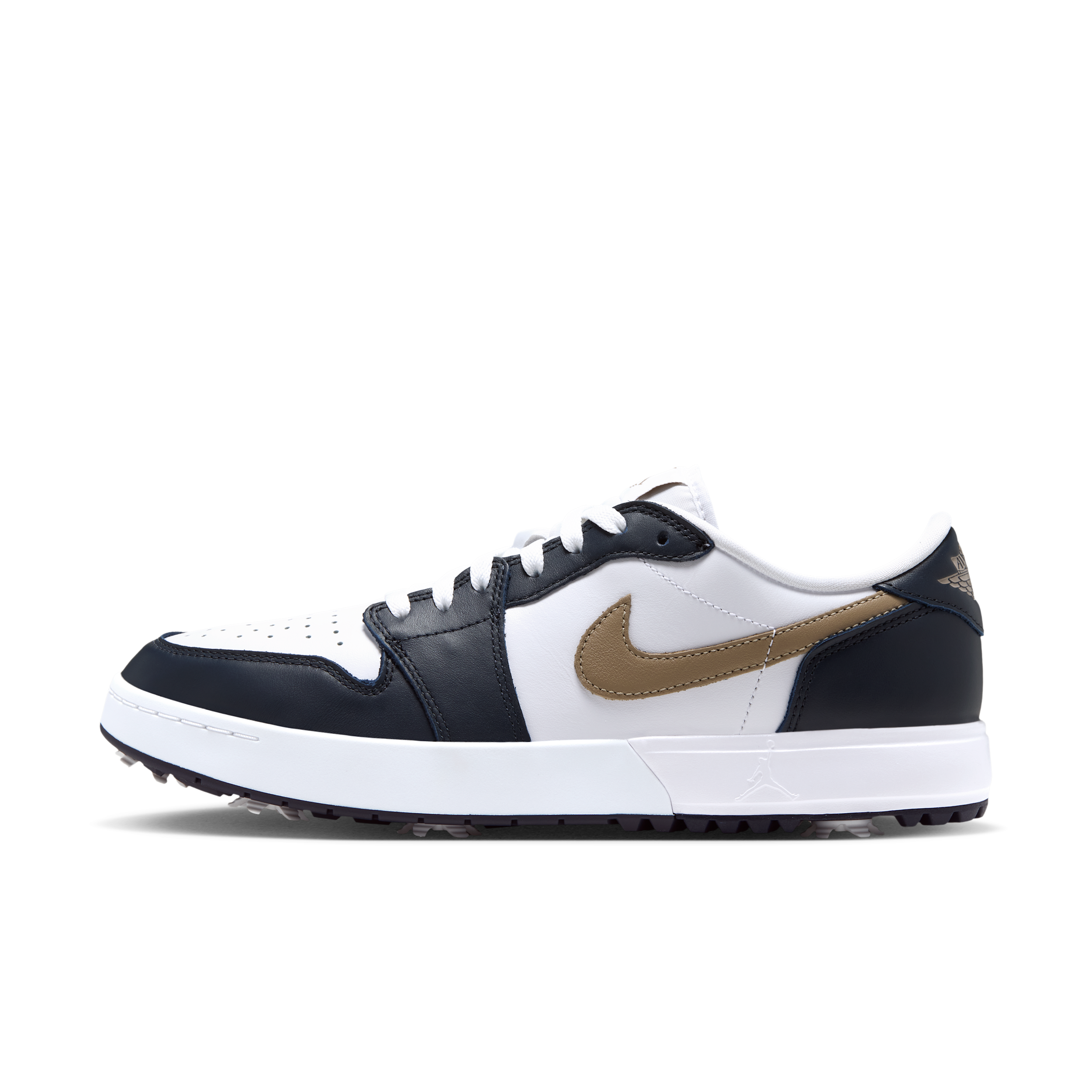 Air Jordan Men's 1 Low G Spiked Golf Shoes, Size 8.5, White/Khaki/Obsidian