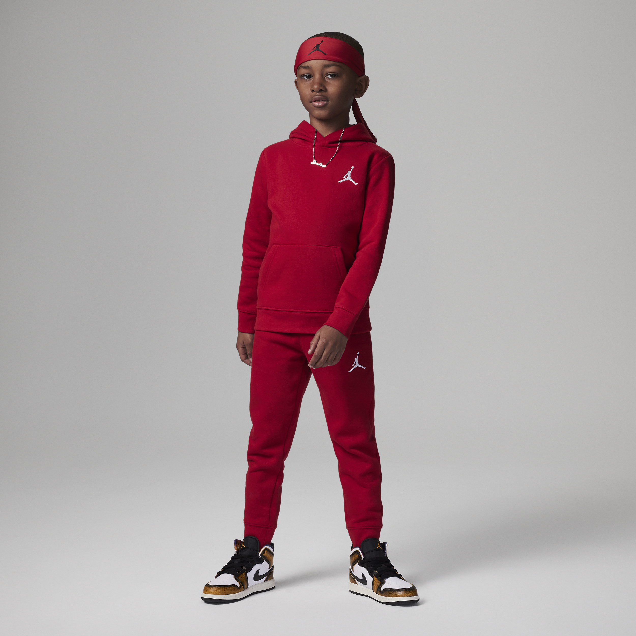 Shop Jordan Mj Essentials Fleece Little Kids' Pullover Hoodie Set In Red