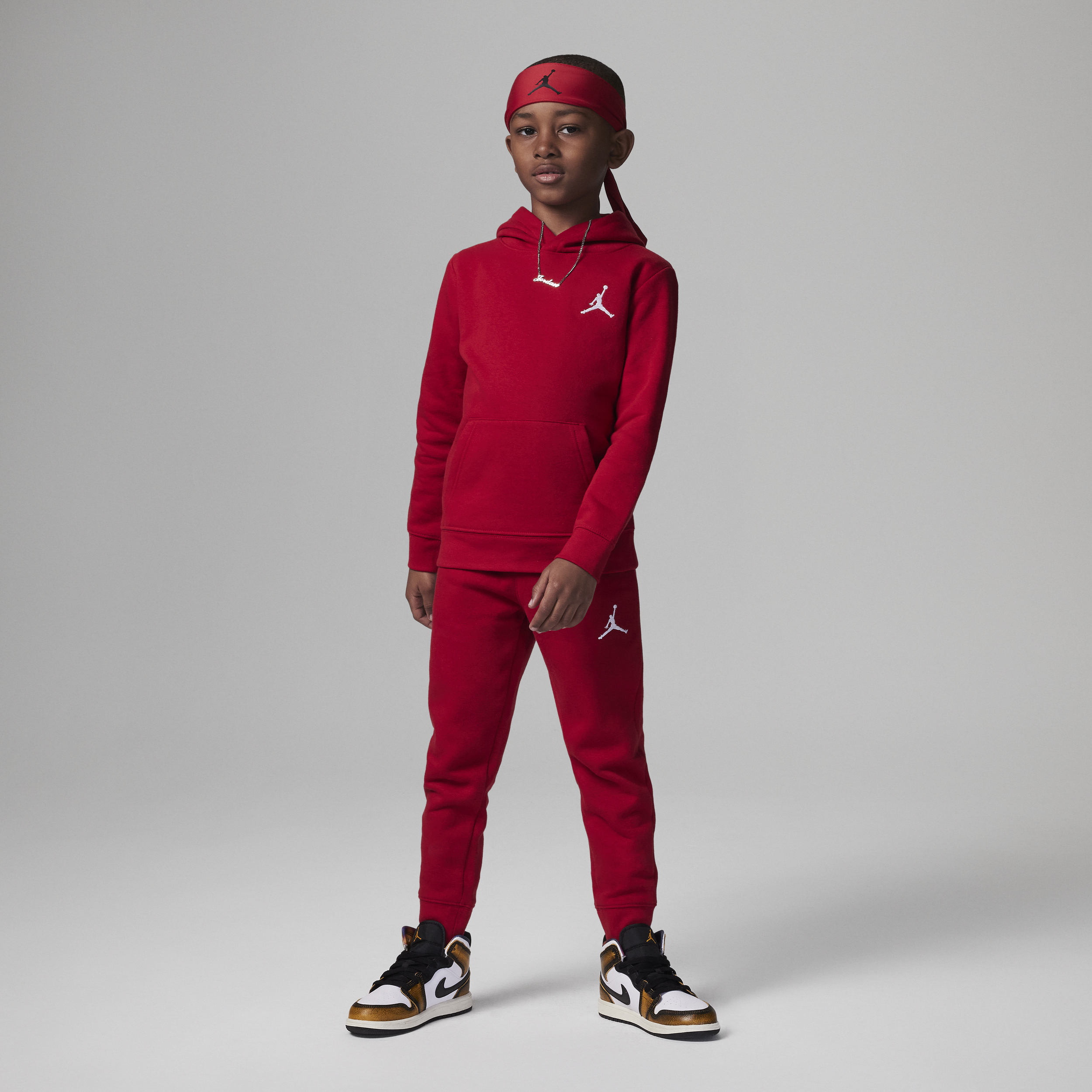 Jordan Mj Essentials Fleece Pullover Set Little Kids 2-piece Hoodie Set In Red