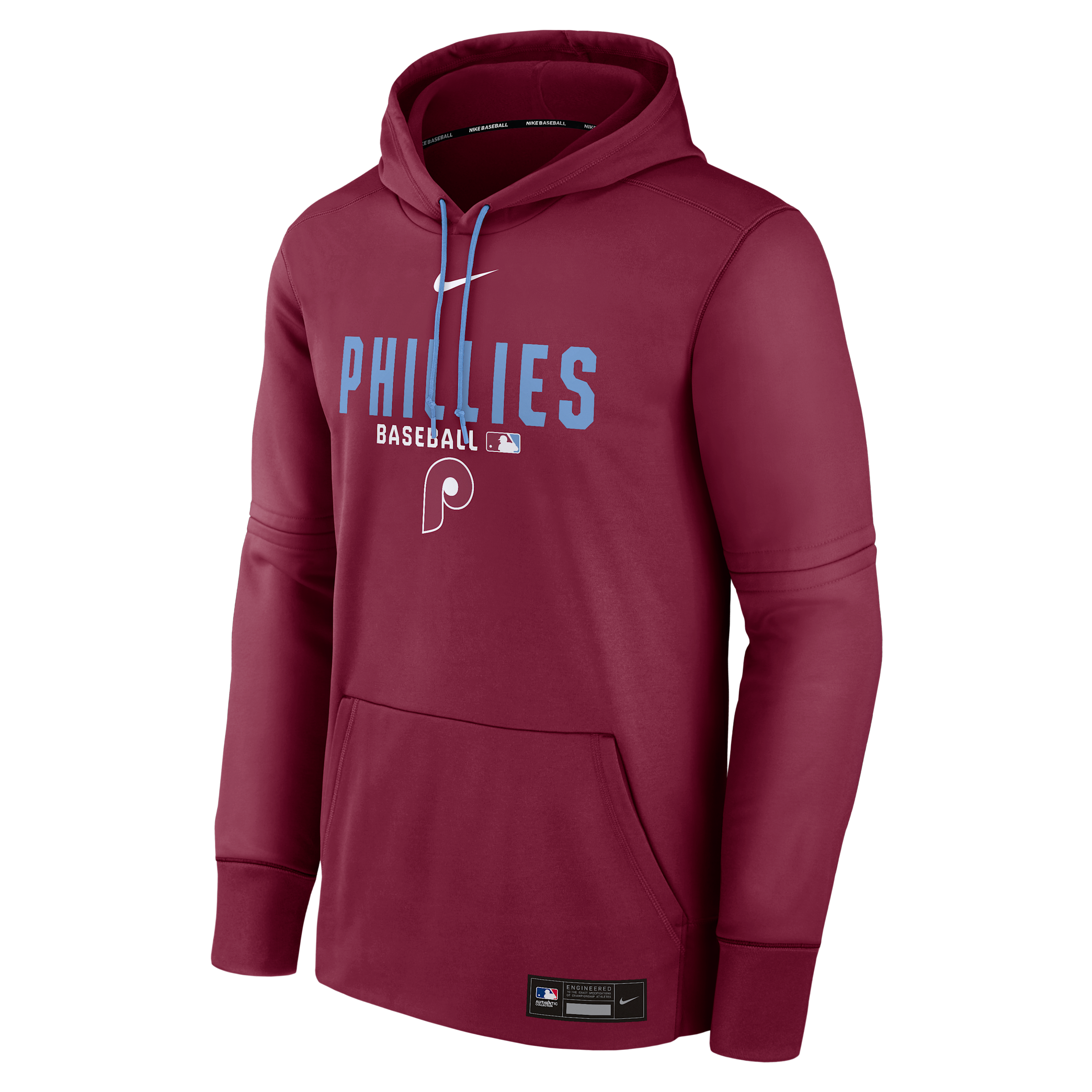 Men's Philadelphia Phillies Authentic Collection Nike Therma MLB Pullover Hoodie in Red | NAC399RIPP-8KL