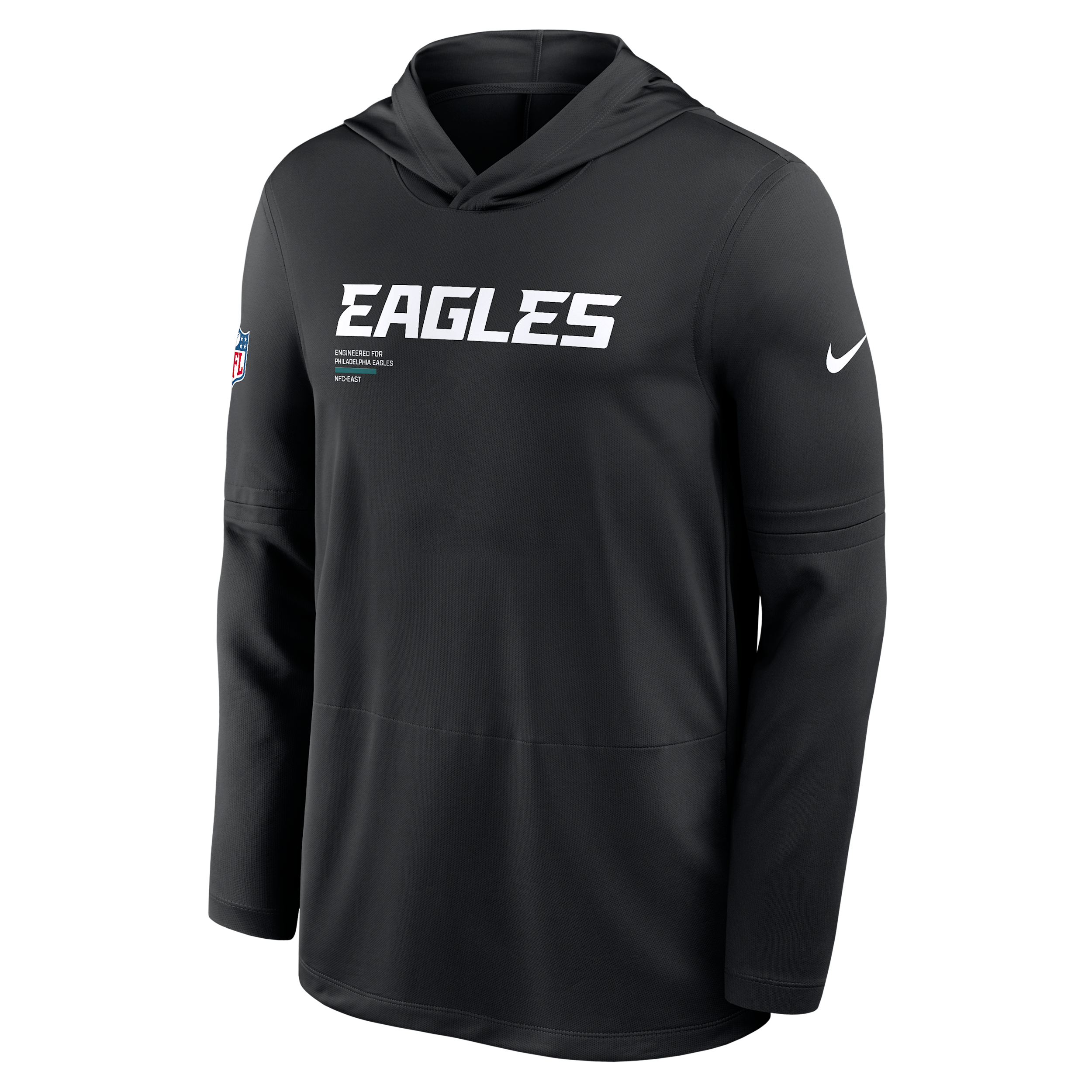 Nike Black Philadelphia Eagles Sideline Pure Fury Performance Long Sleeve Hoodie T-shirt In Black