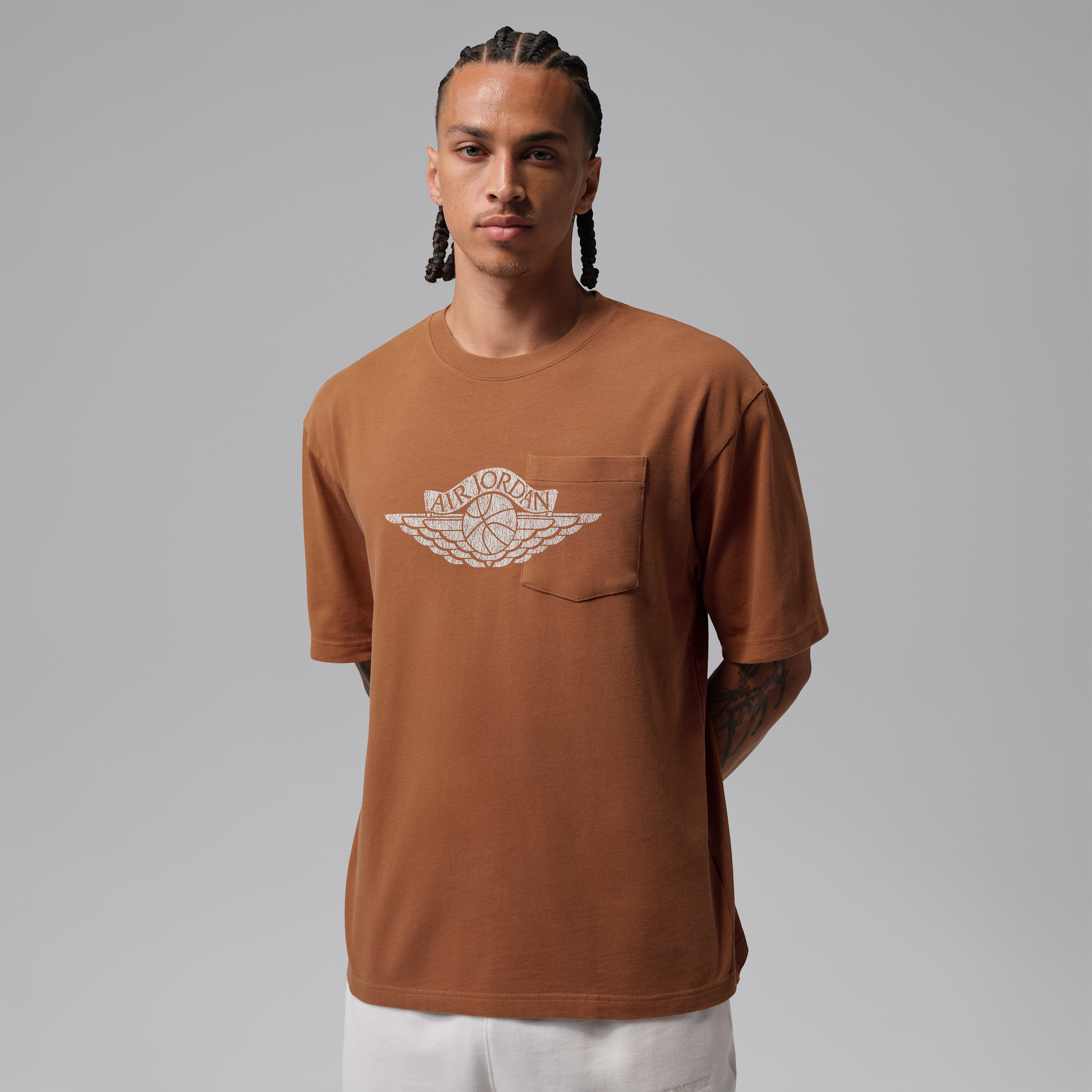 Men's Jordan Flight Essentials Pocket T-Shirt in Brown | IO2084-281
