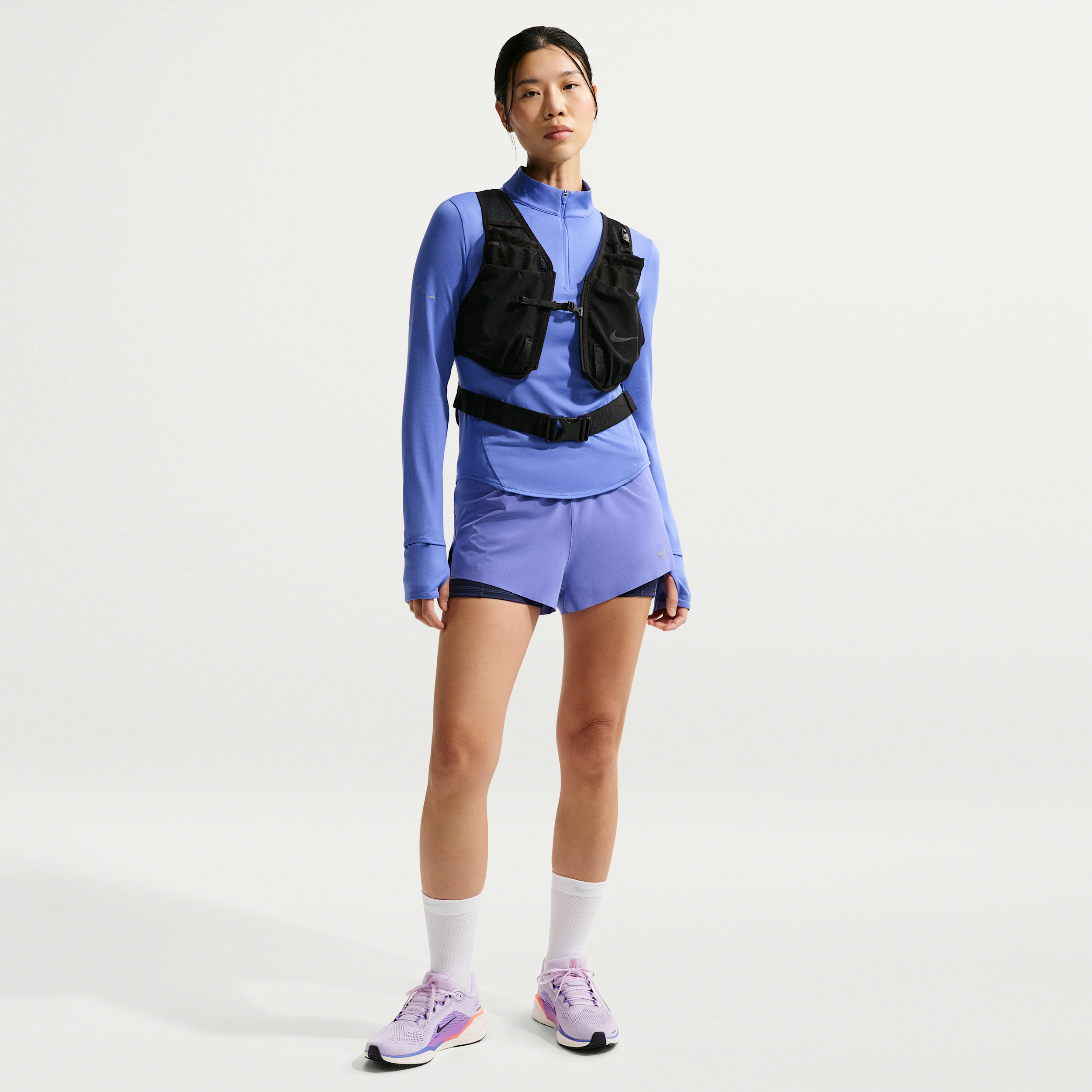 Nike Women's Swift Dri-FIT Mid-Rise 2-in-1 Running Shorts in Blue | HJ5376-570