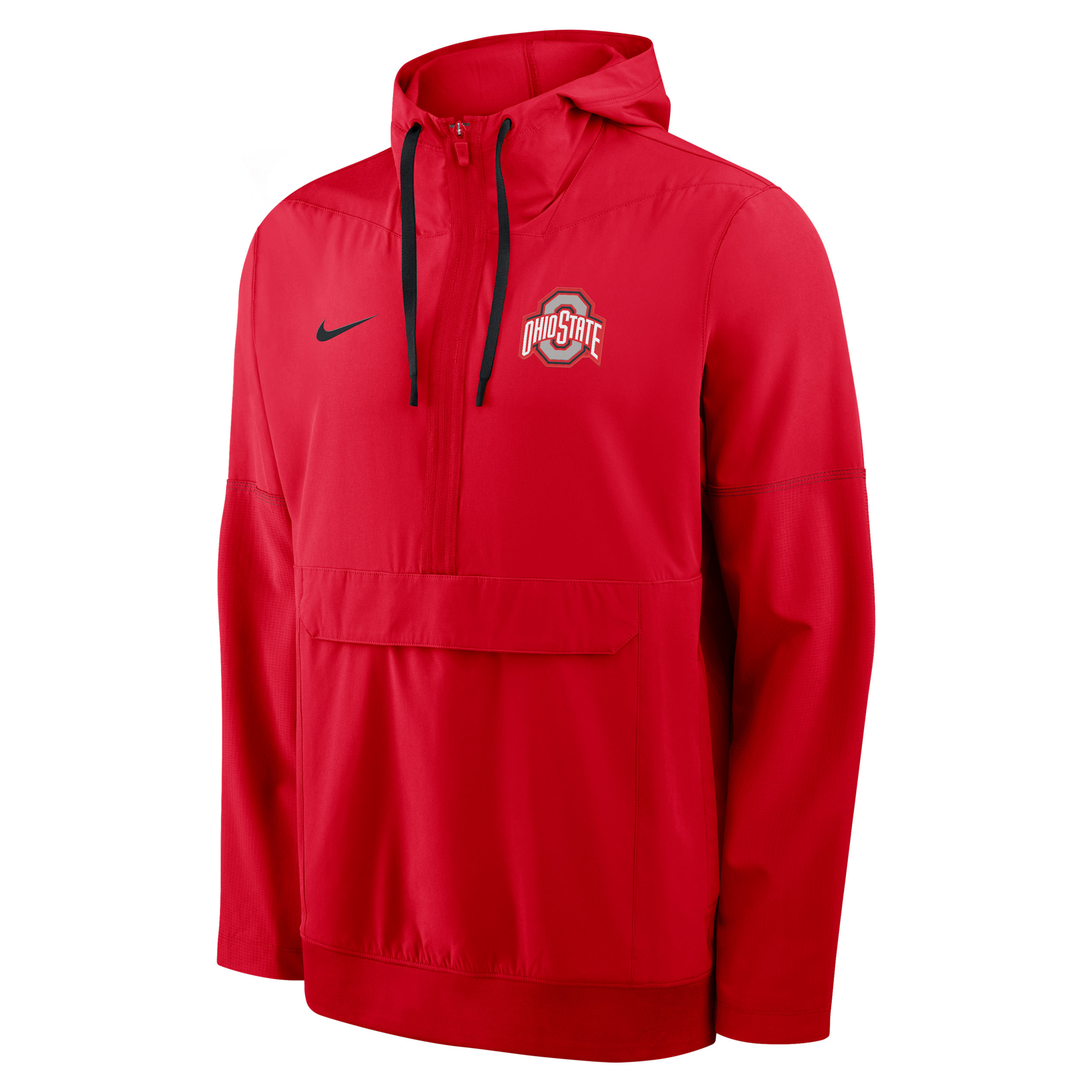 Ohio State Sideline Anorak Nike Men's College 1/2-Zip Hooded Jacket in Red | 03AT064YOH-PTU
