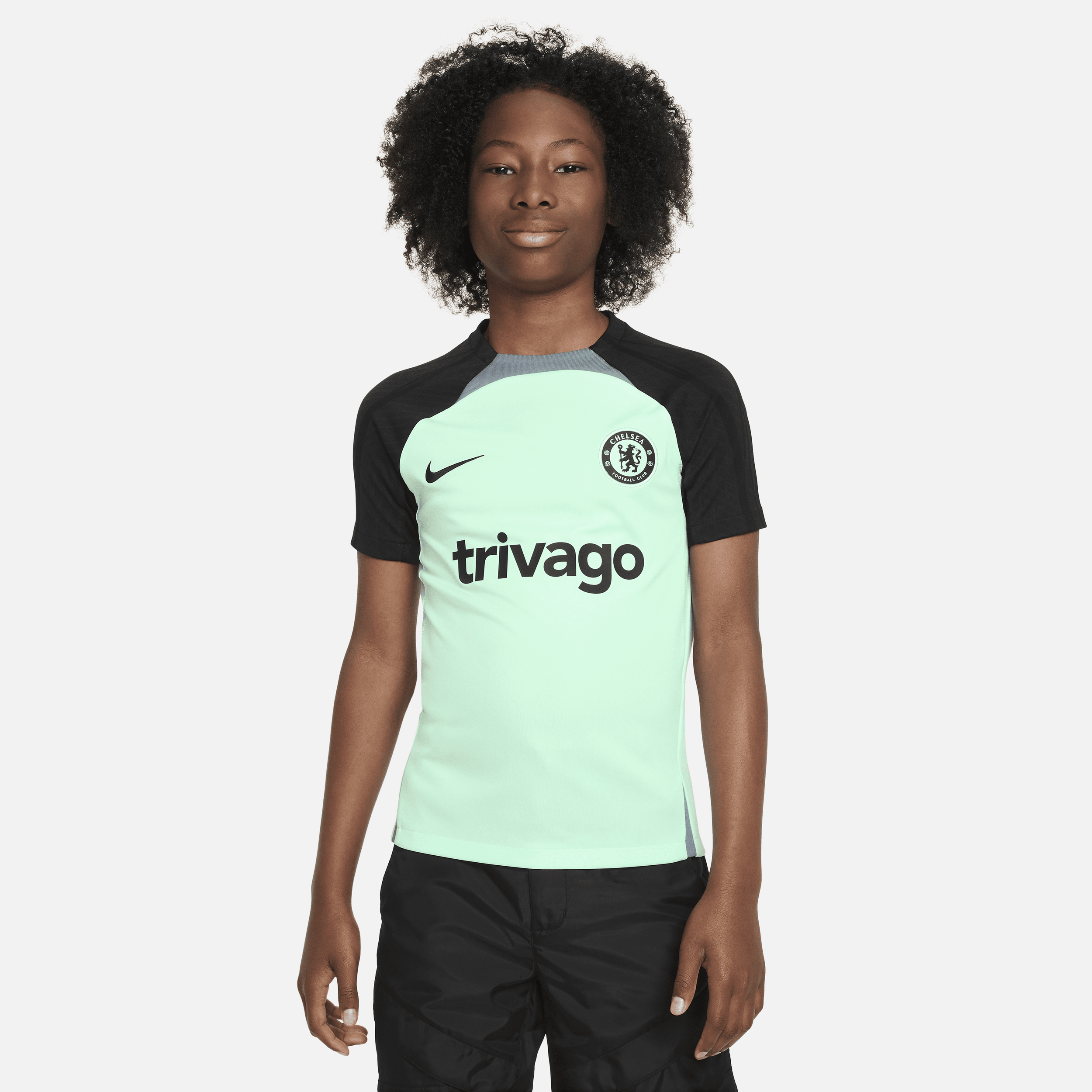 Nike Chelsea Fc Strike Third Big Kids'  Dri-fit Soccer Short-sleeve Knit Top In Green