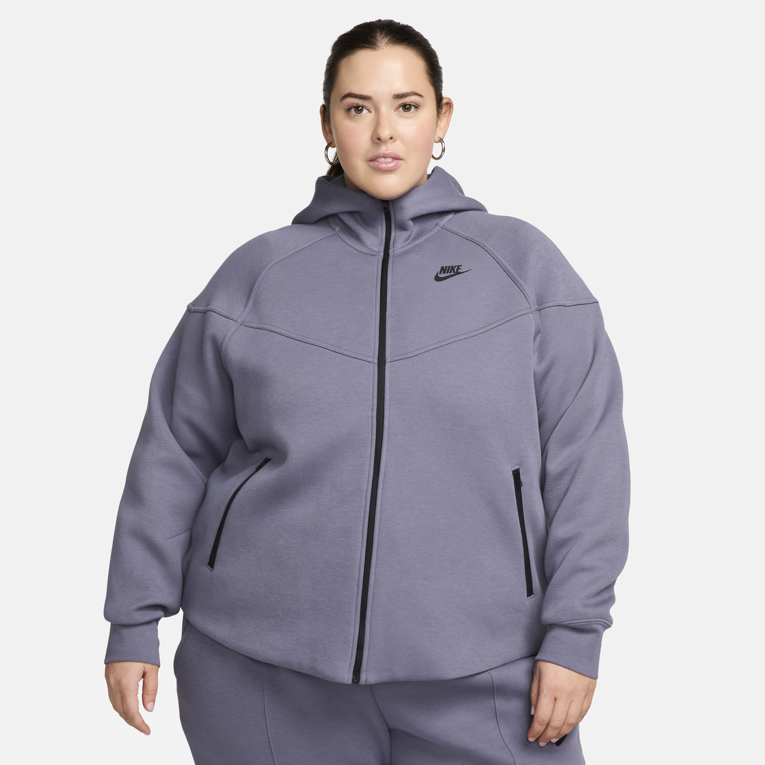 Nike Women's  Sportswear Tech Fleece Windrunner Full-zip Hoodie (plus Size) In Grey