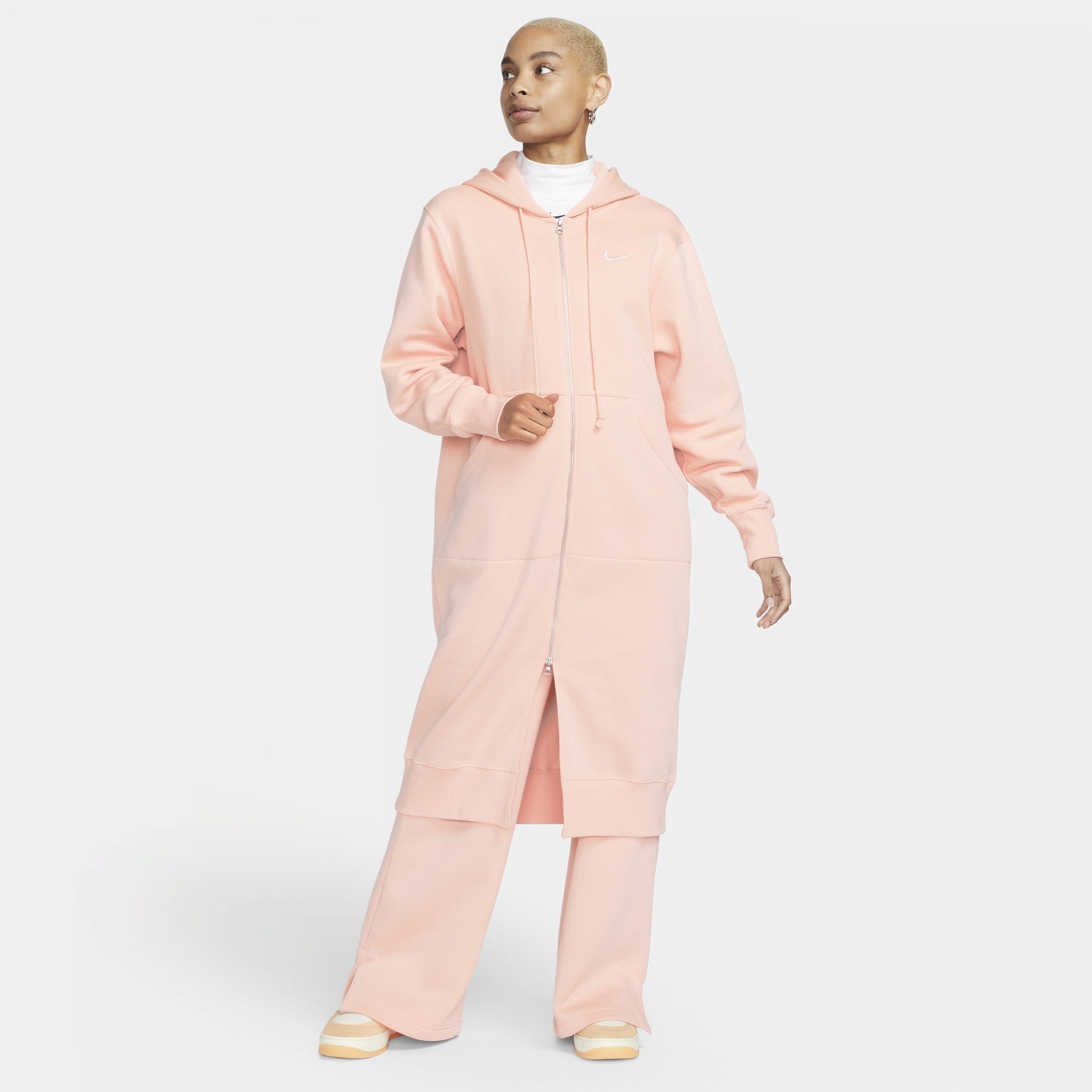 Nike Women's  Sportswear Phoenix Fleece Oversized Long Full-zip Hoodie In Pink