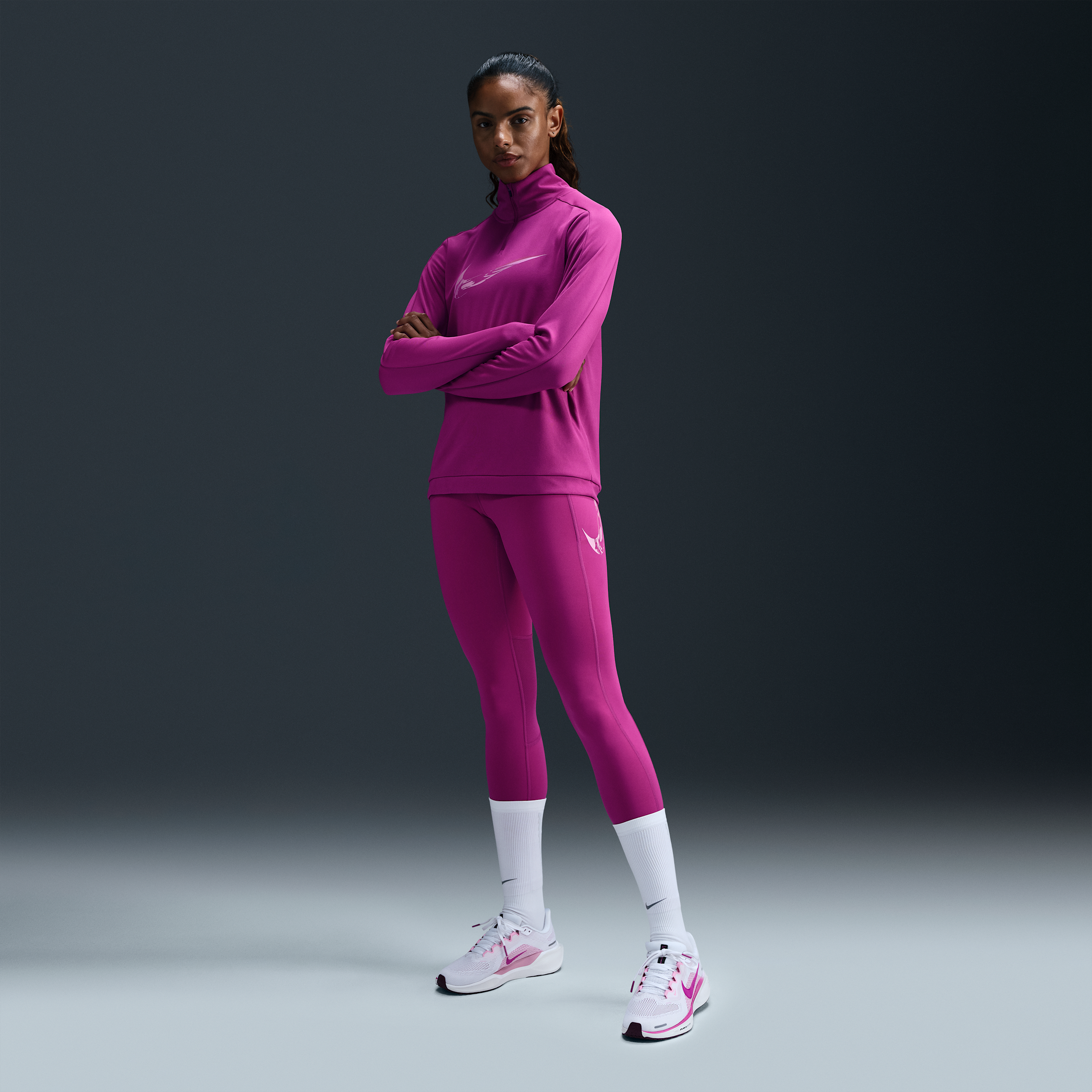 Nike Women's Fast Mid-rise 7/8 Running Leggings With Pockets In Pink
