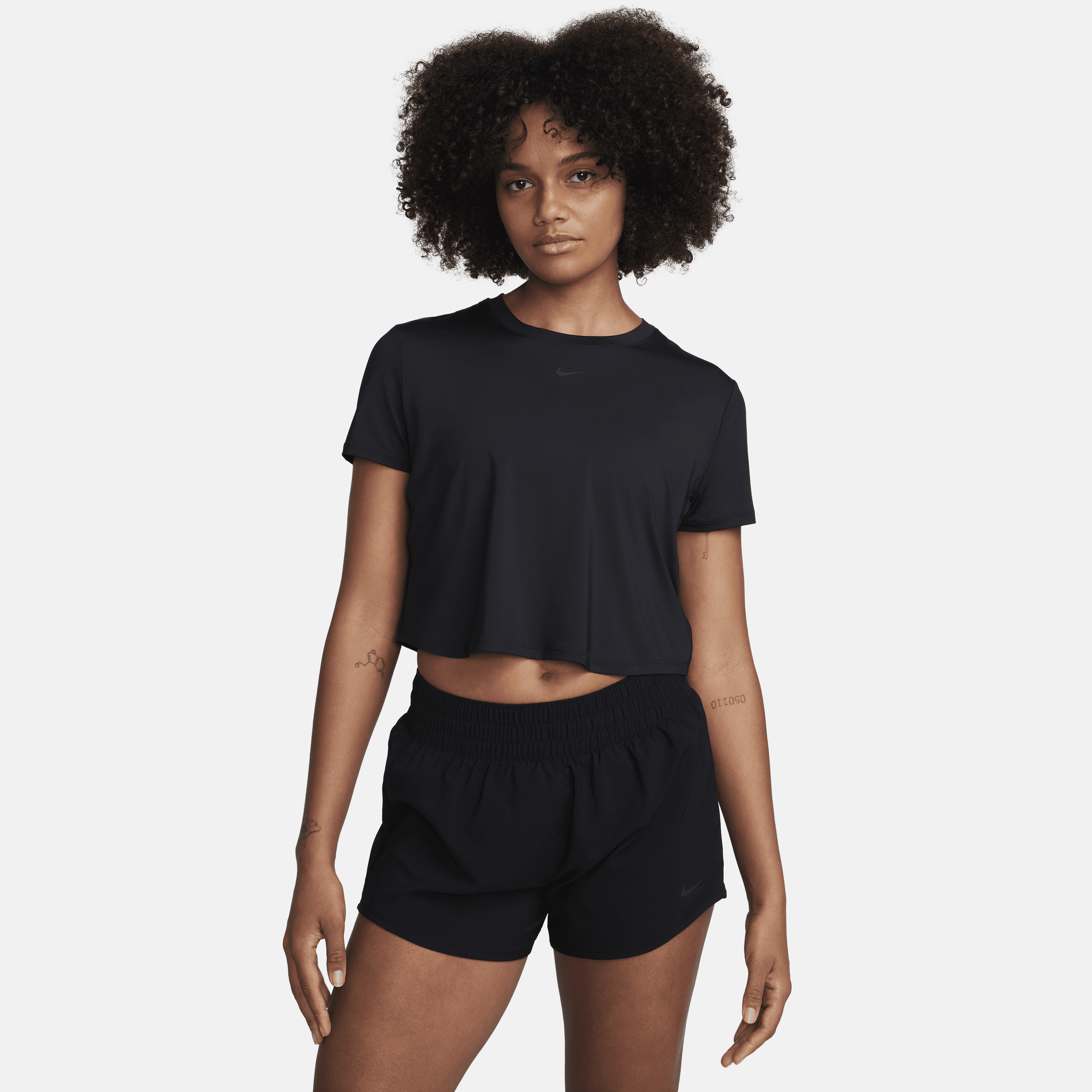 Shop Nike Women's One Classic Dri-fit Short-sleeve Cropped Top In Black