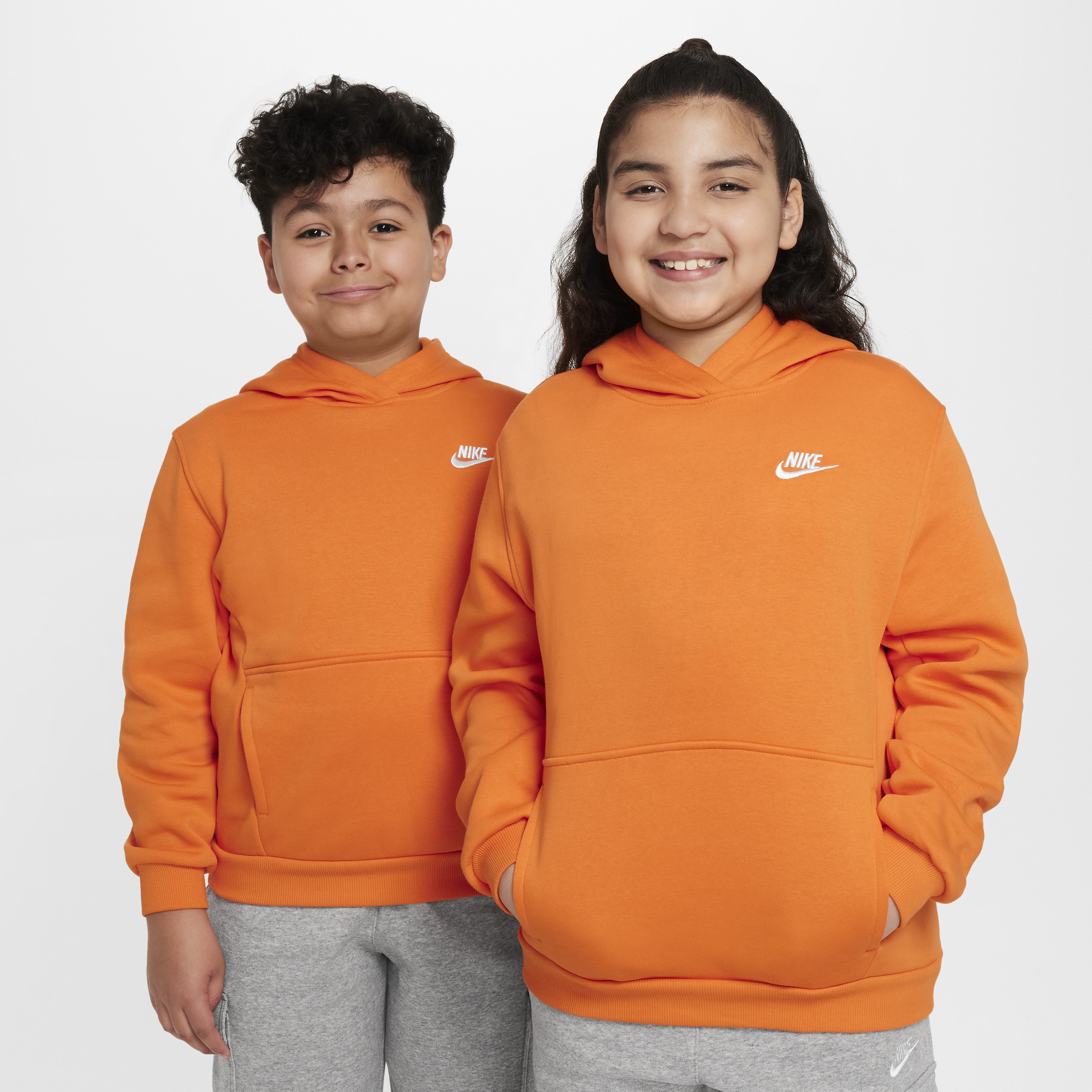 Shop Nike Sportswear Club Fleece Big Kids' Pullover Hoodie (extended Size) In Orange