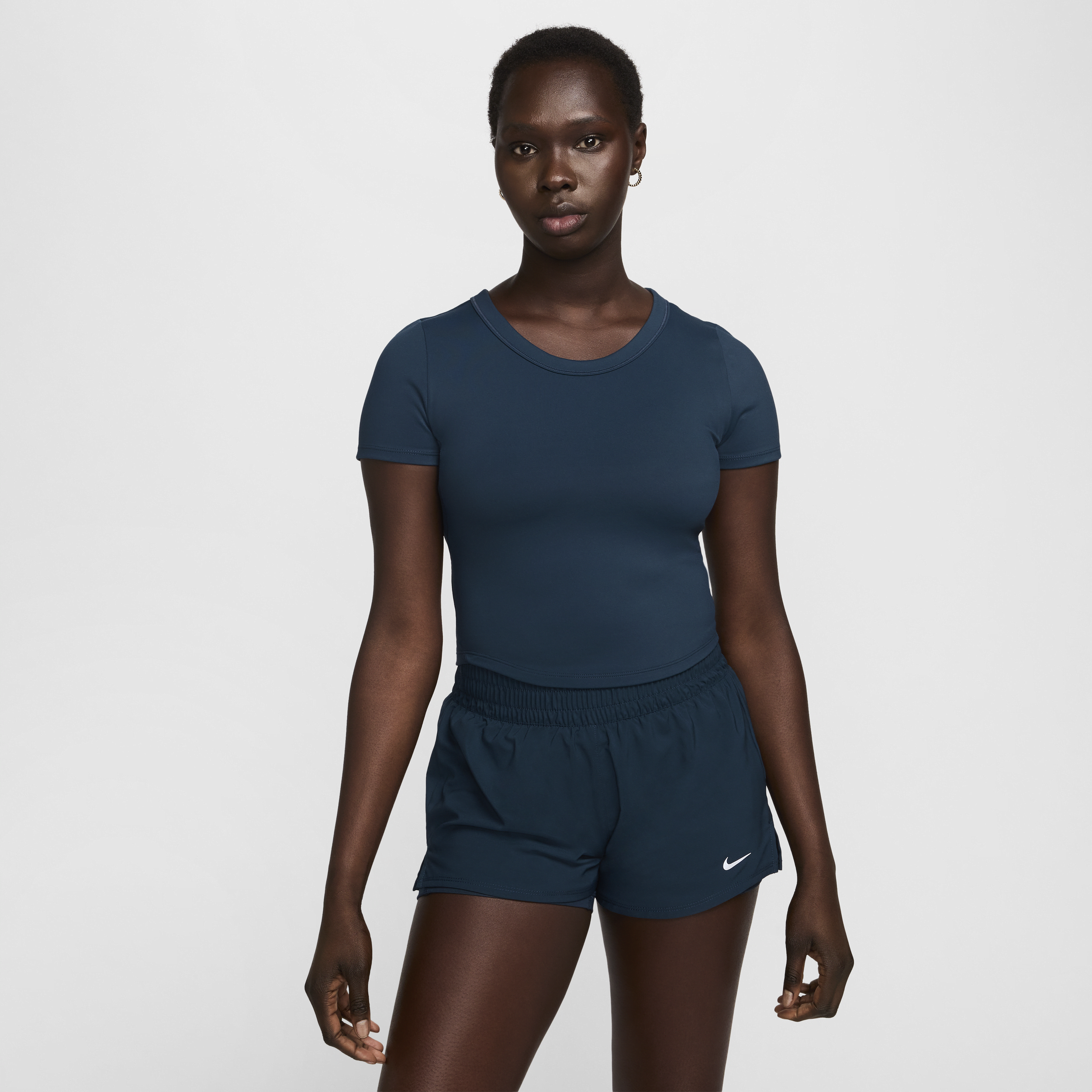 Nike Phoenix Fleece Short Sleeve Crop Sweatshirt In Blue
