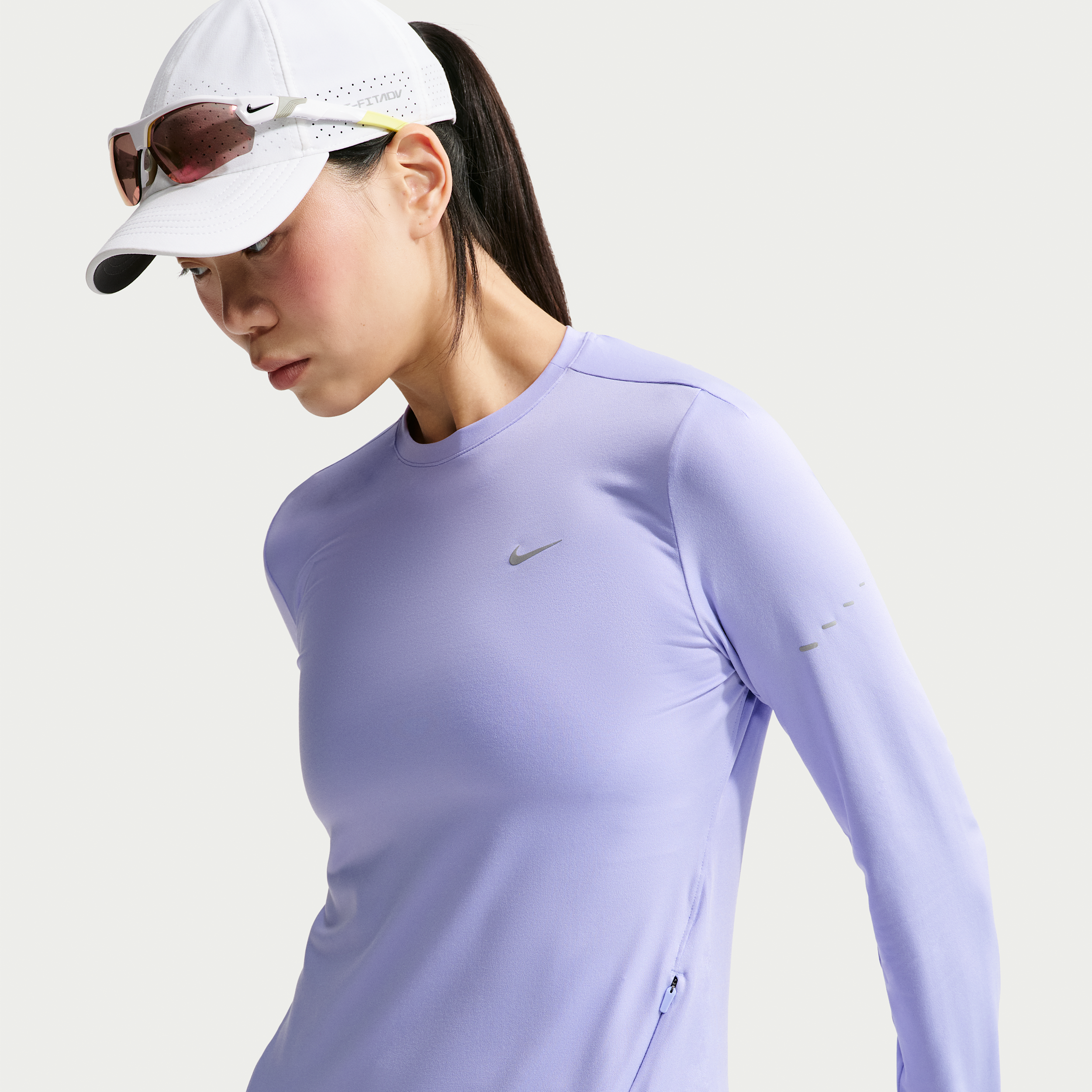 Nike Women's Swift Dri-FIT UV Long-Sleeve Crew-Neck Running Top in Purple | HQ0503-580
