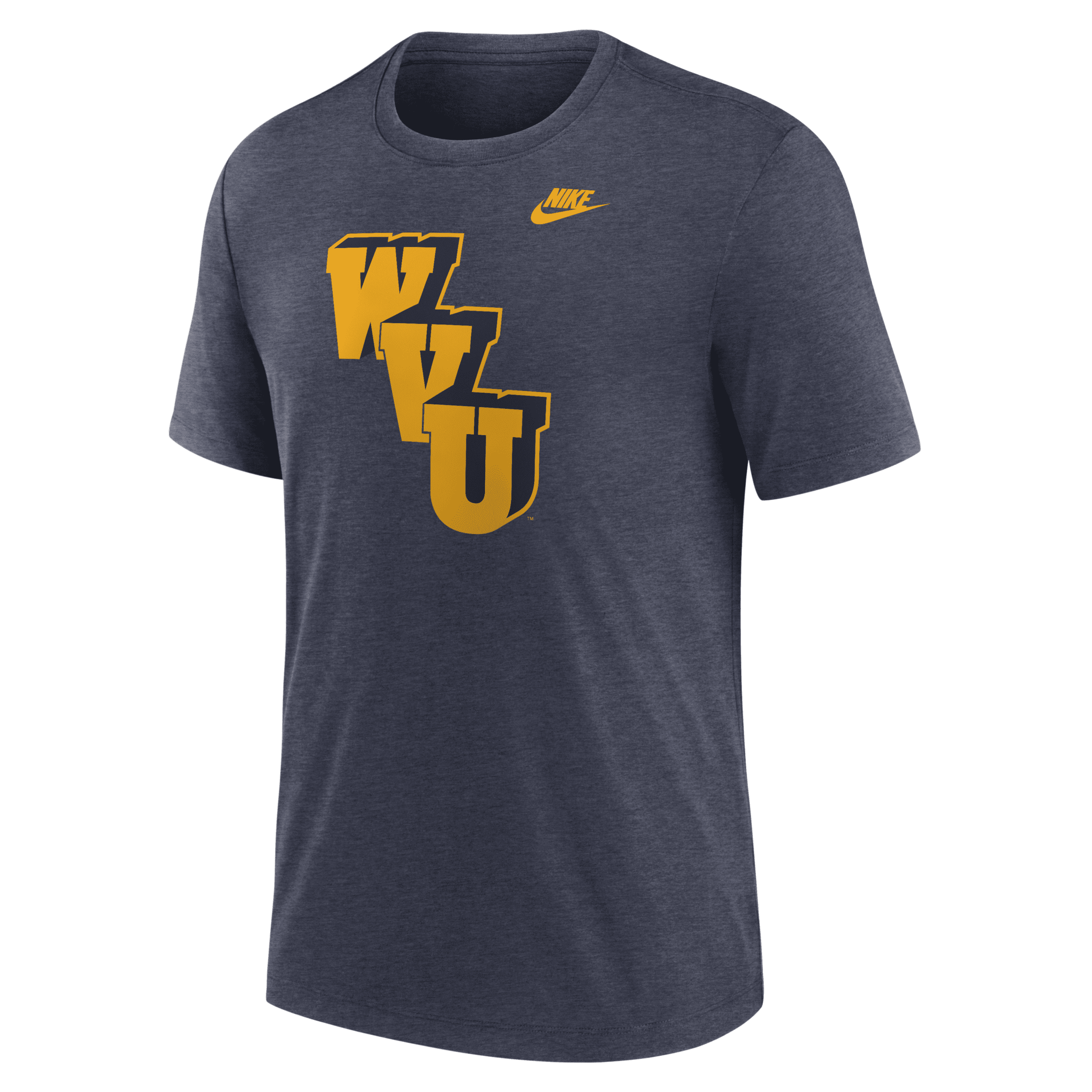 Nike Heather Navy West Virginia Mountaineers Blitz Legacy Primary Tri-blend T-shirt In Blue