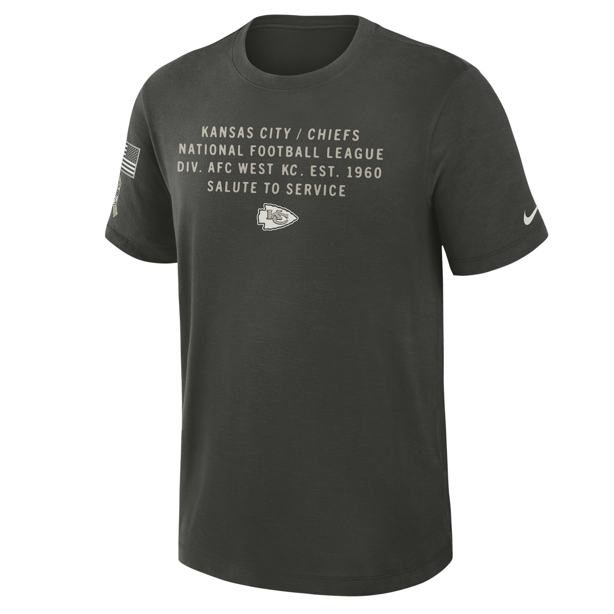 Nike Kansas City Chiefs Salute To Service Slub  Men's Dri-fit Nfl T-shirt In Black