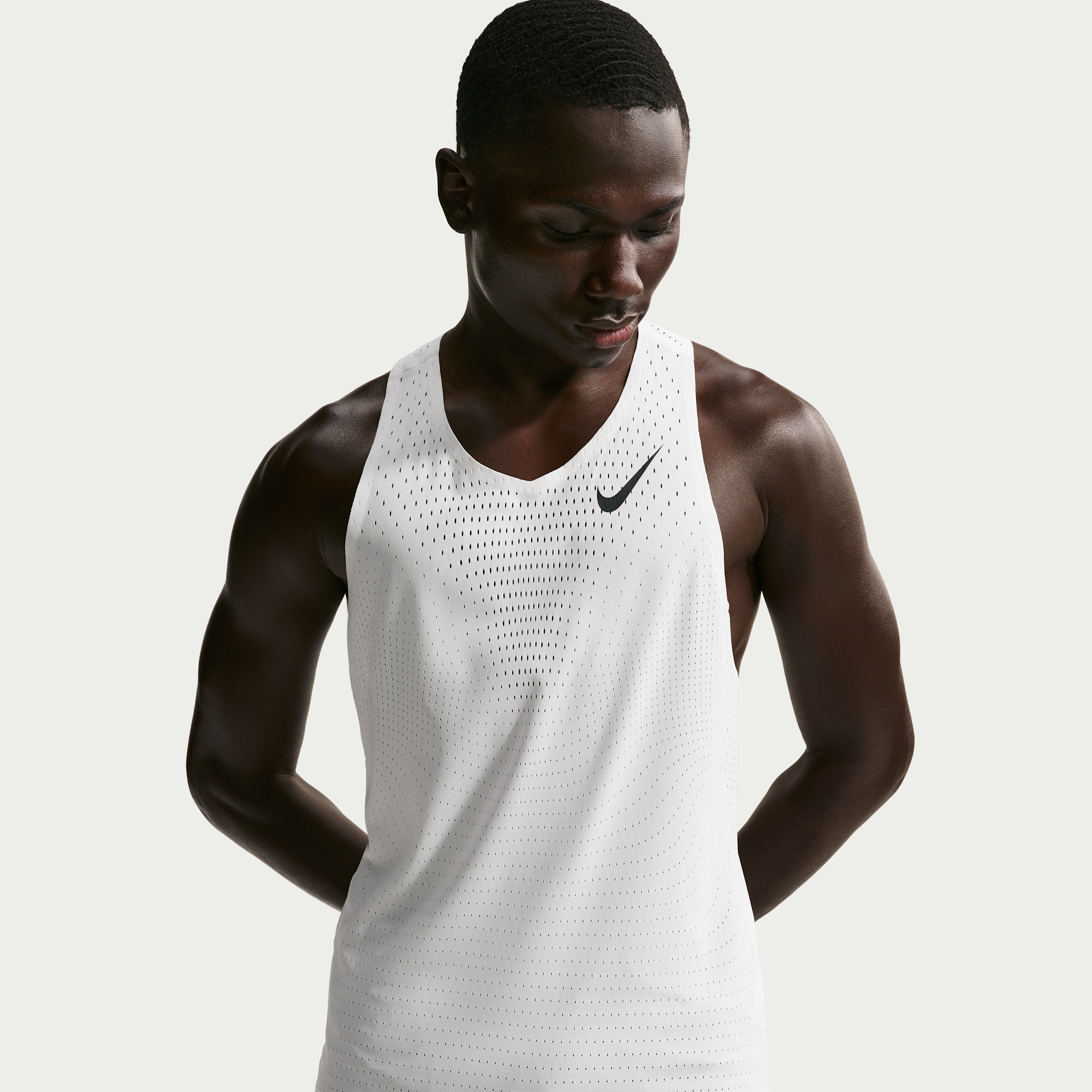 Nike Men's AeroSwift Dri-FIT ADV Running Tank Top in White/Black Size: Small