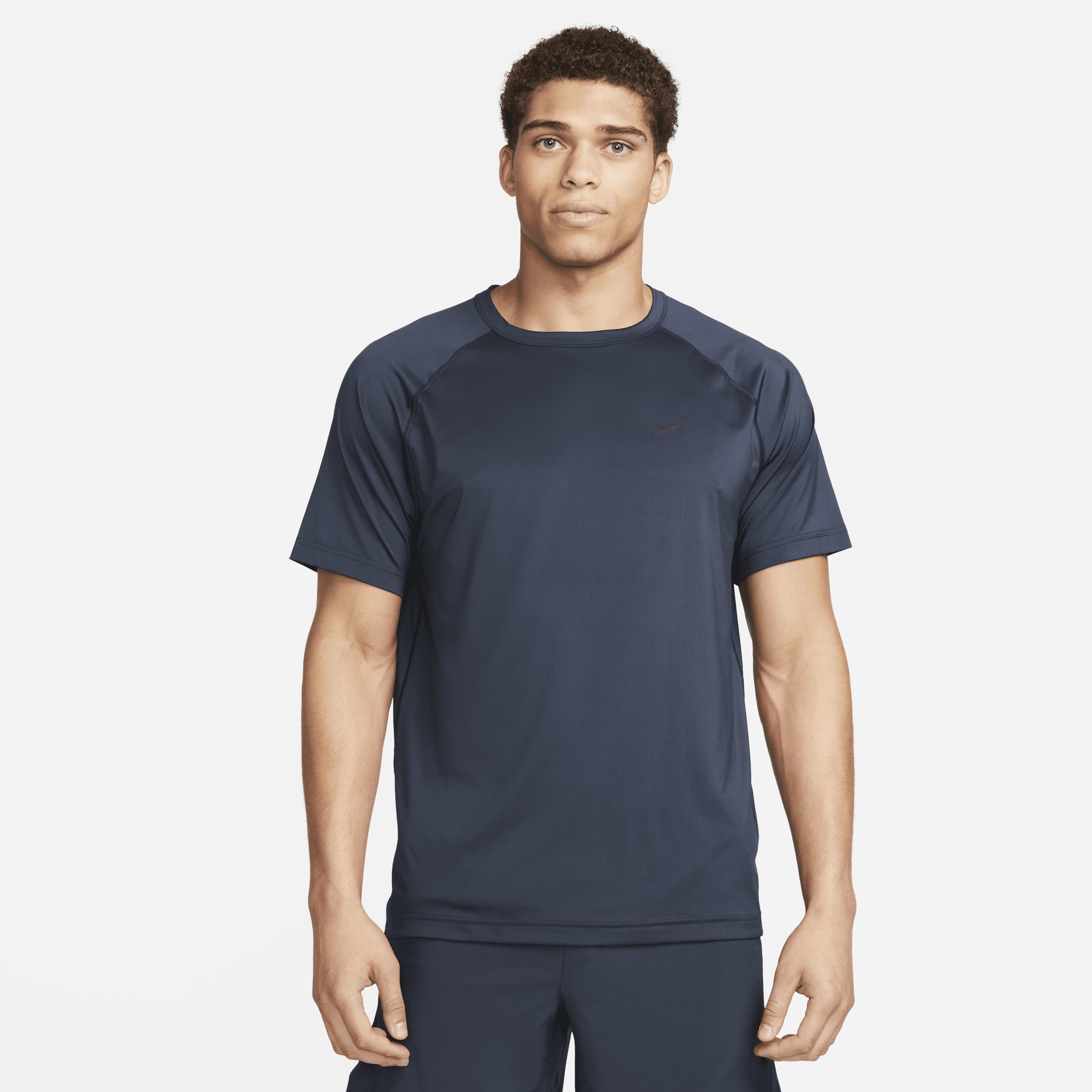 Shop Nike Men's Ready Dri-fit Short-sleeve Fitness Top In Blue