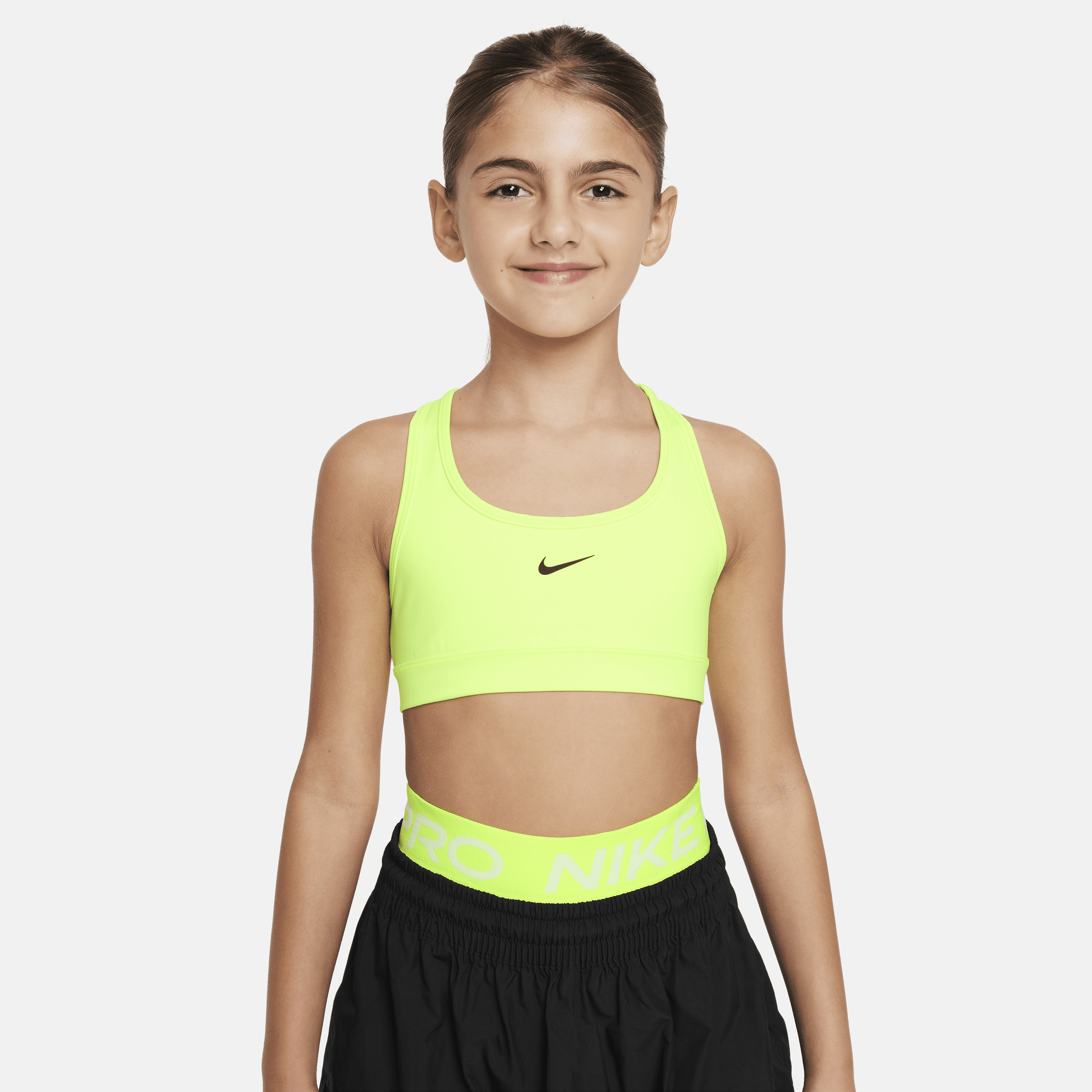 Nike Swoosh Big Kids' (girls') Sports Bra In Yellow