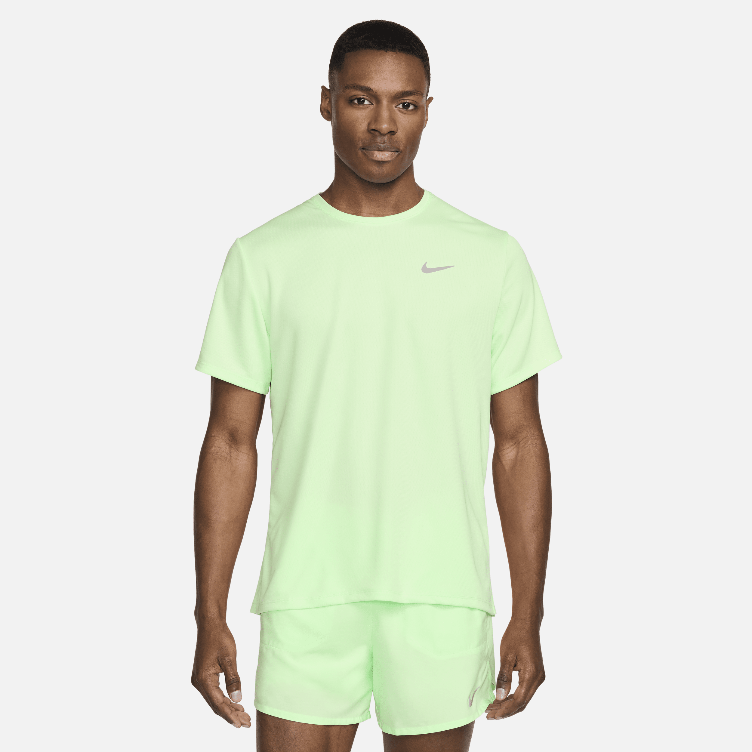 Shop Nike Men's Miler Dri-fit Uv Short-sleeve Running Top In Green
