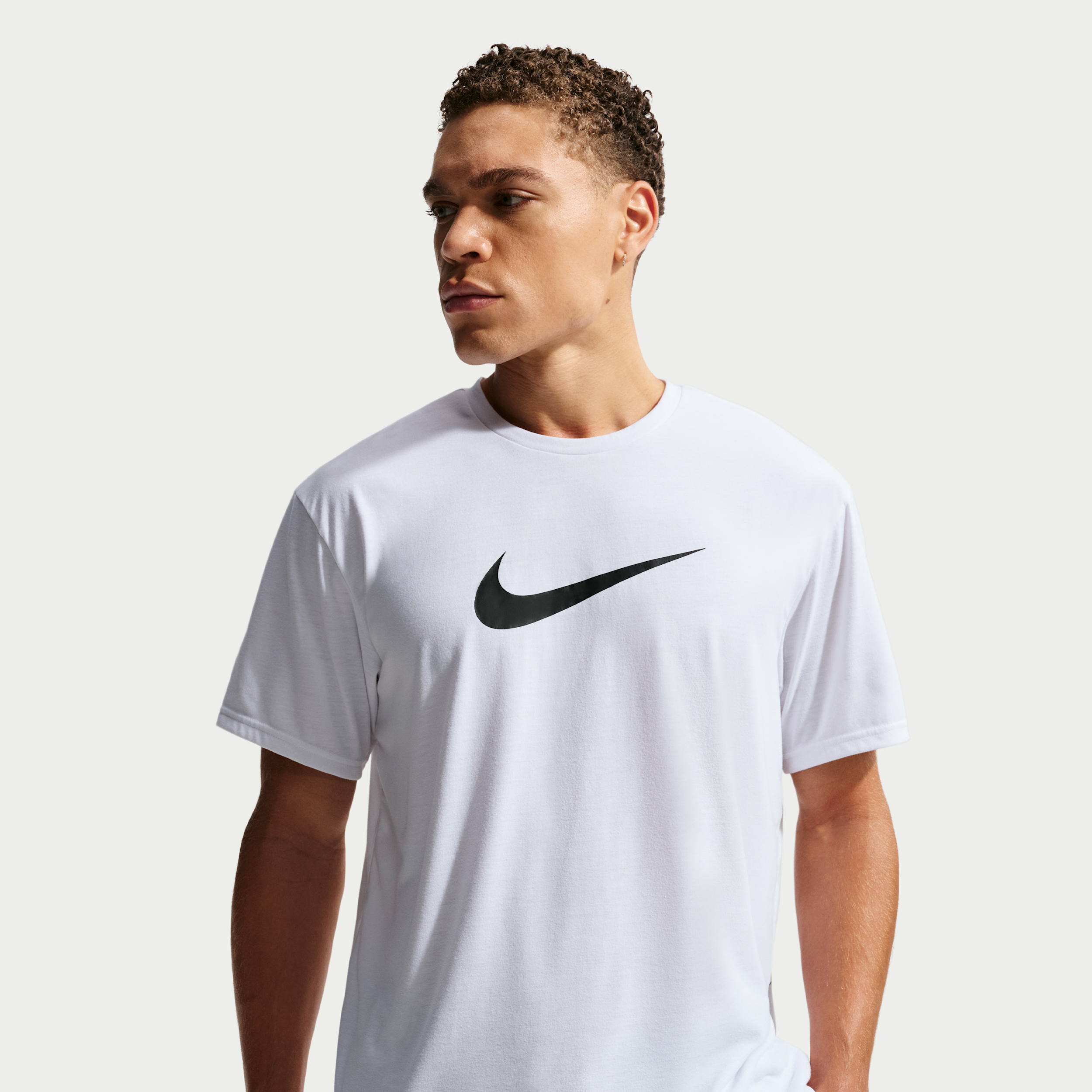 Nike Men's Swim Hydroguard Dri-FIT UV Short Sleeve Top in White | NESSG523-100