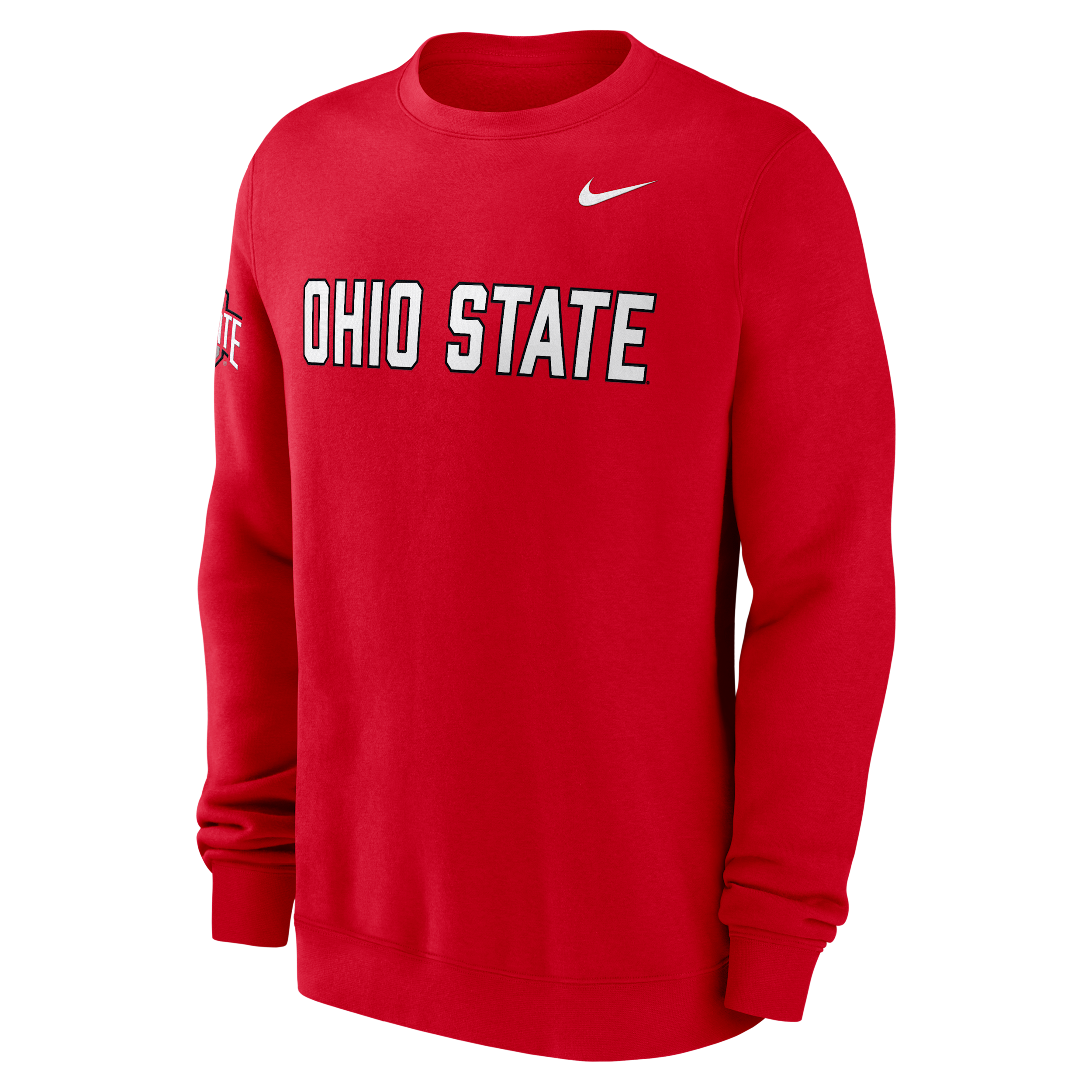 Nike Men's Ohio State Buckeyes University Red Club Fleece Crew Pullover Sweatshirt, Large