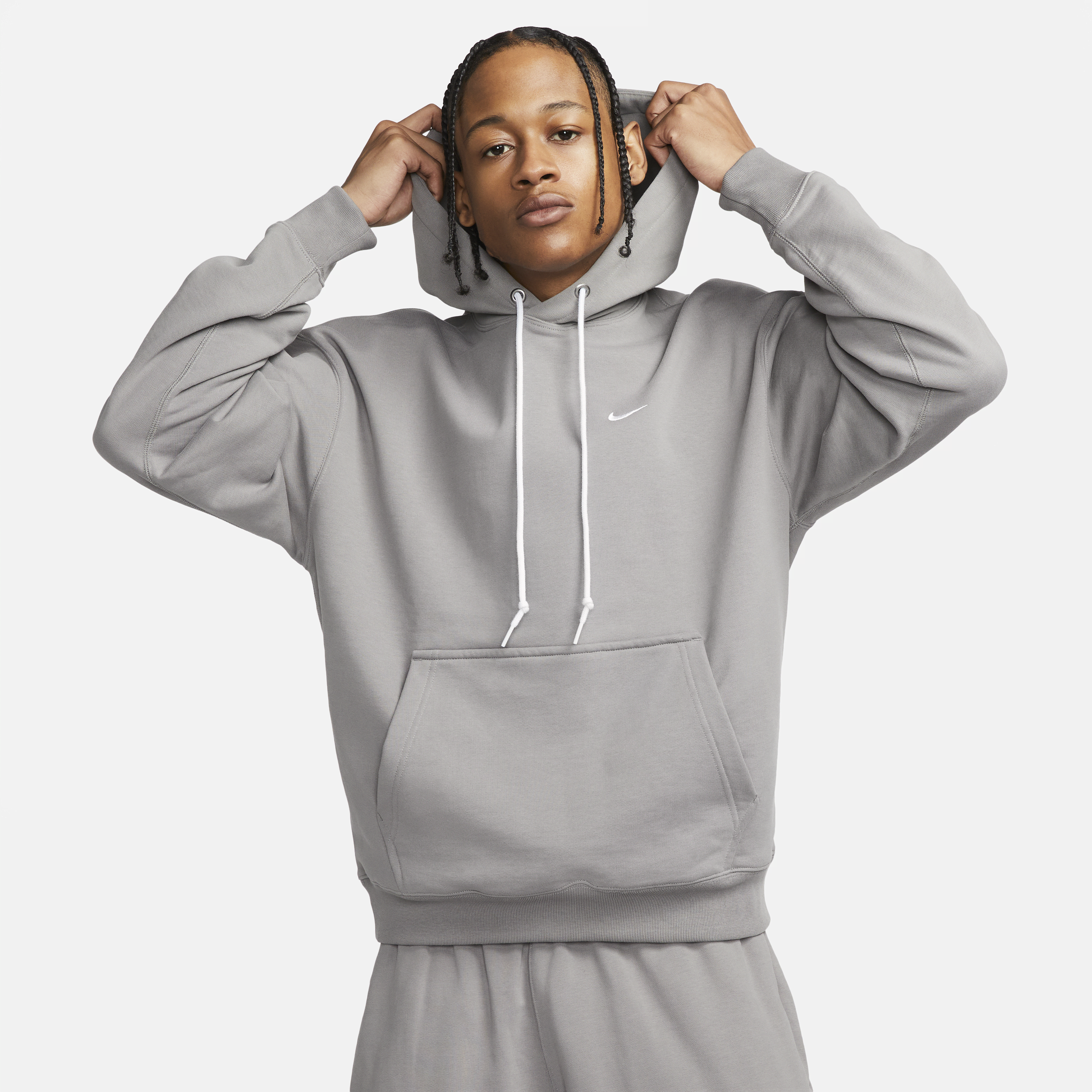 Shop Nike Men's Solo Swoosh French Terry Pullover Hoodie In Grey