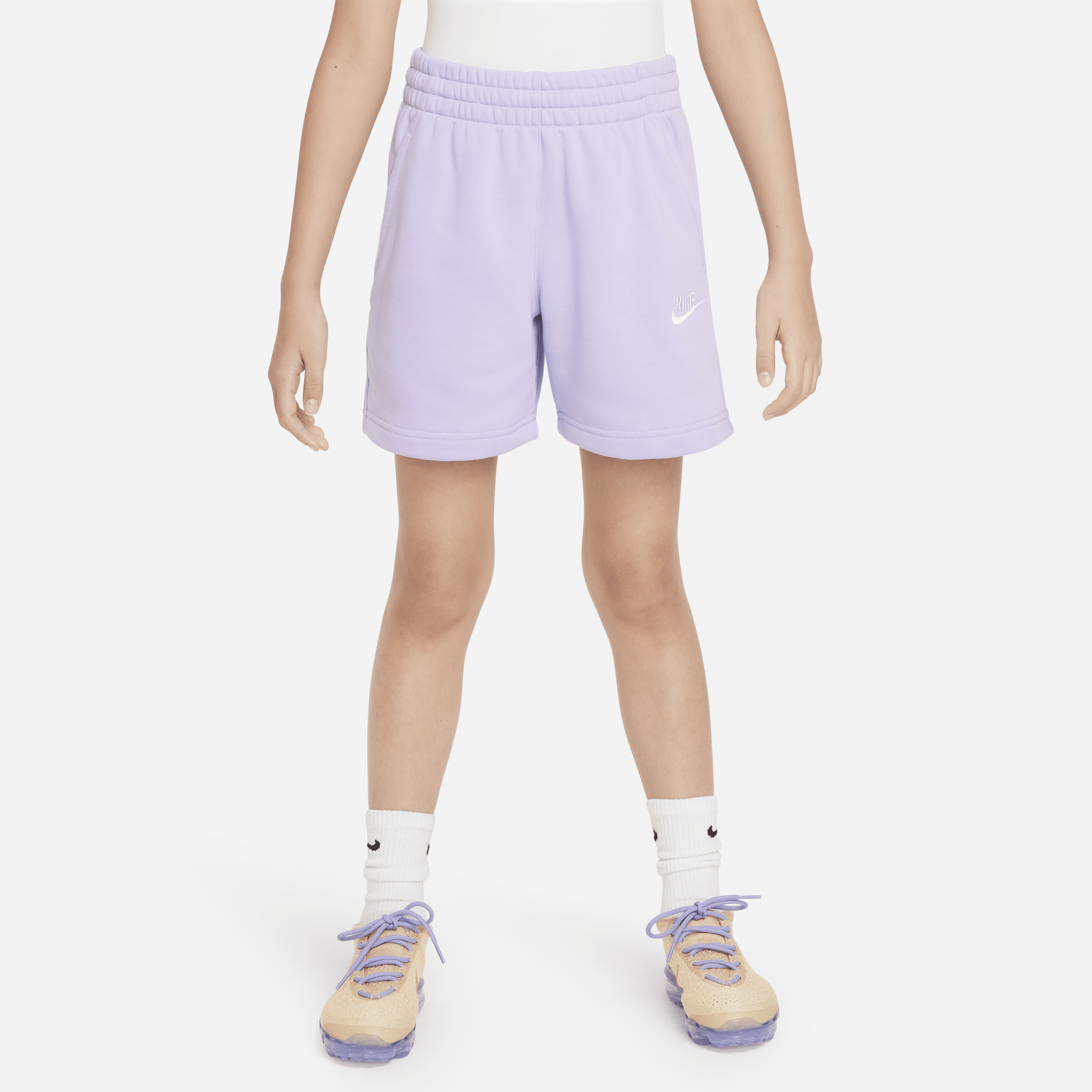 Shop Nike Sportswear Club Fleece Big Kids' (girls') 5" French Terry Shorts In Purple