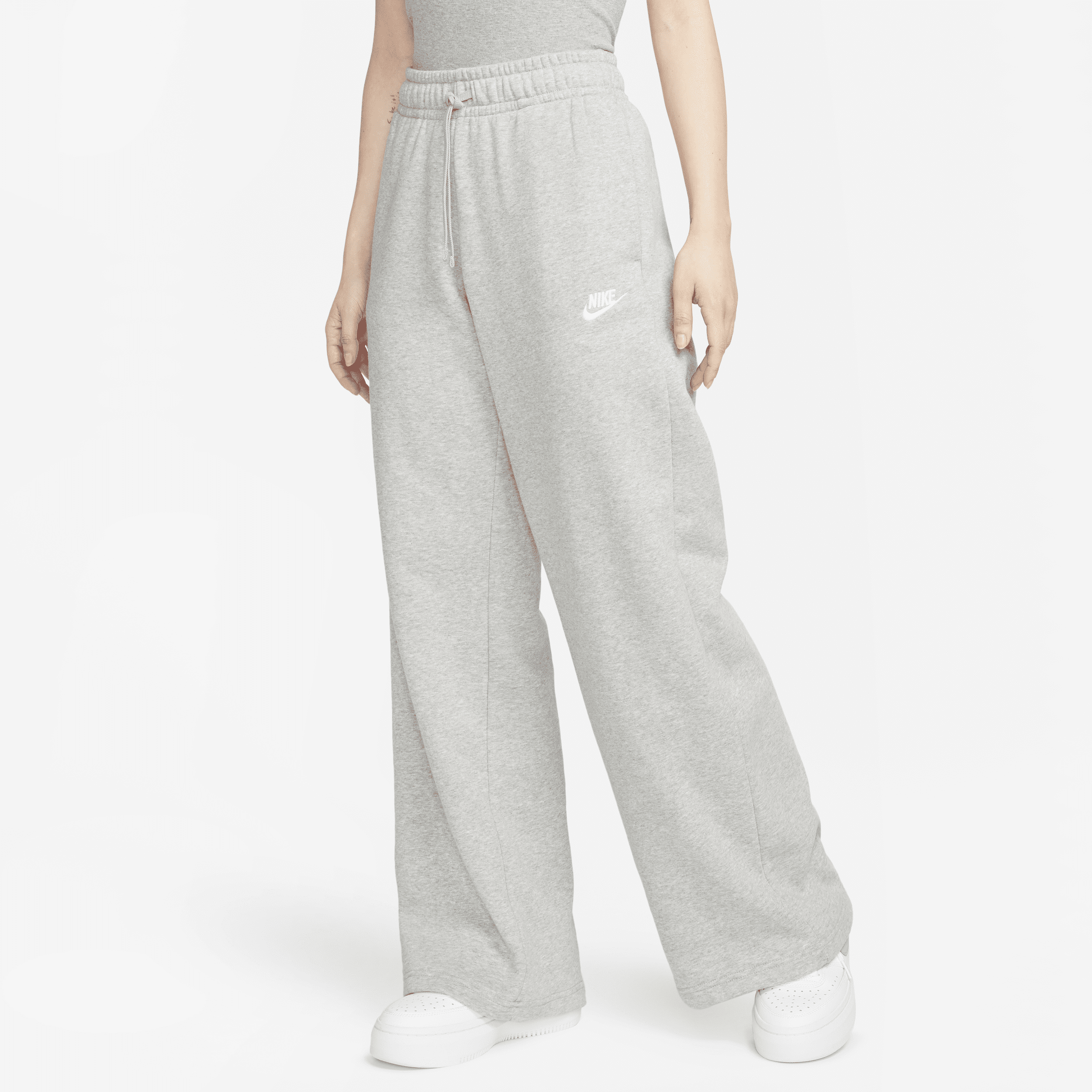 Nike Women's  Sportswear Club Fleece Mid-rise Wide-leg Sweatpants In Grey