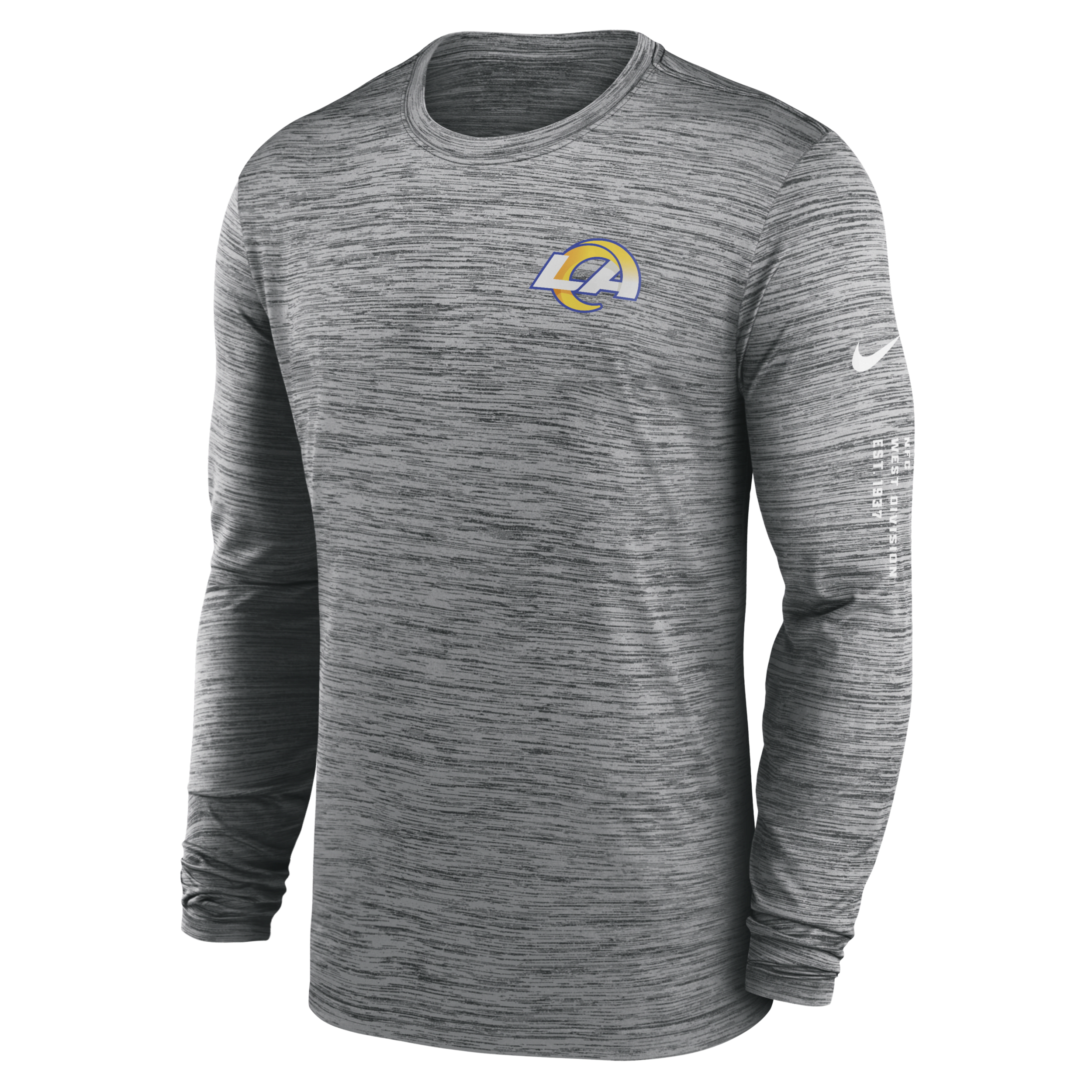 NIKE LOS ANGELES RAMS VELOCITY  MEN'S DRI-FIT NFL LONG-SLEEVE T-SHIRT,1014266125