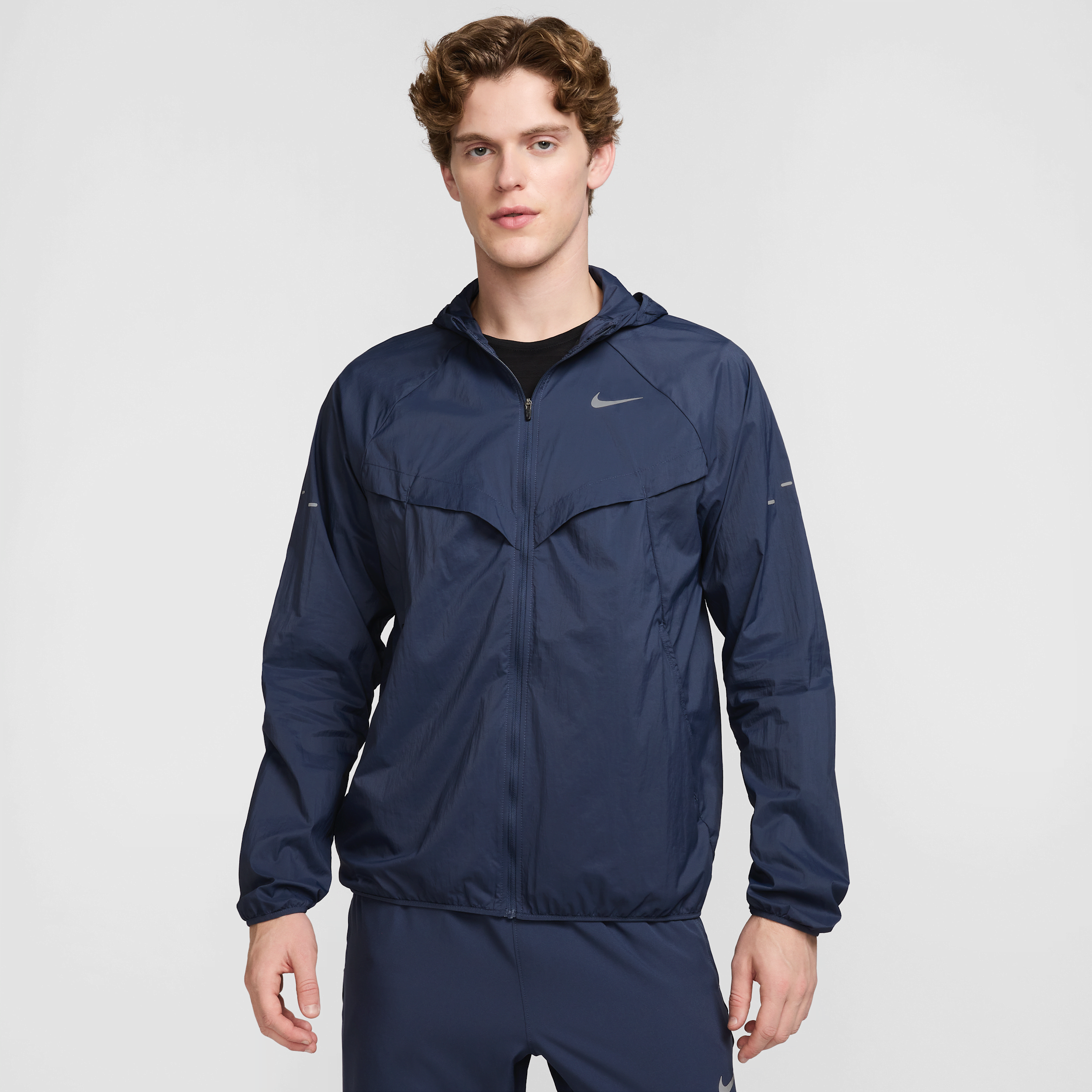 Nike Stride Dri-fit Uv Hooded Running Jacket In Blue