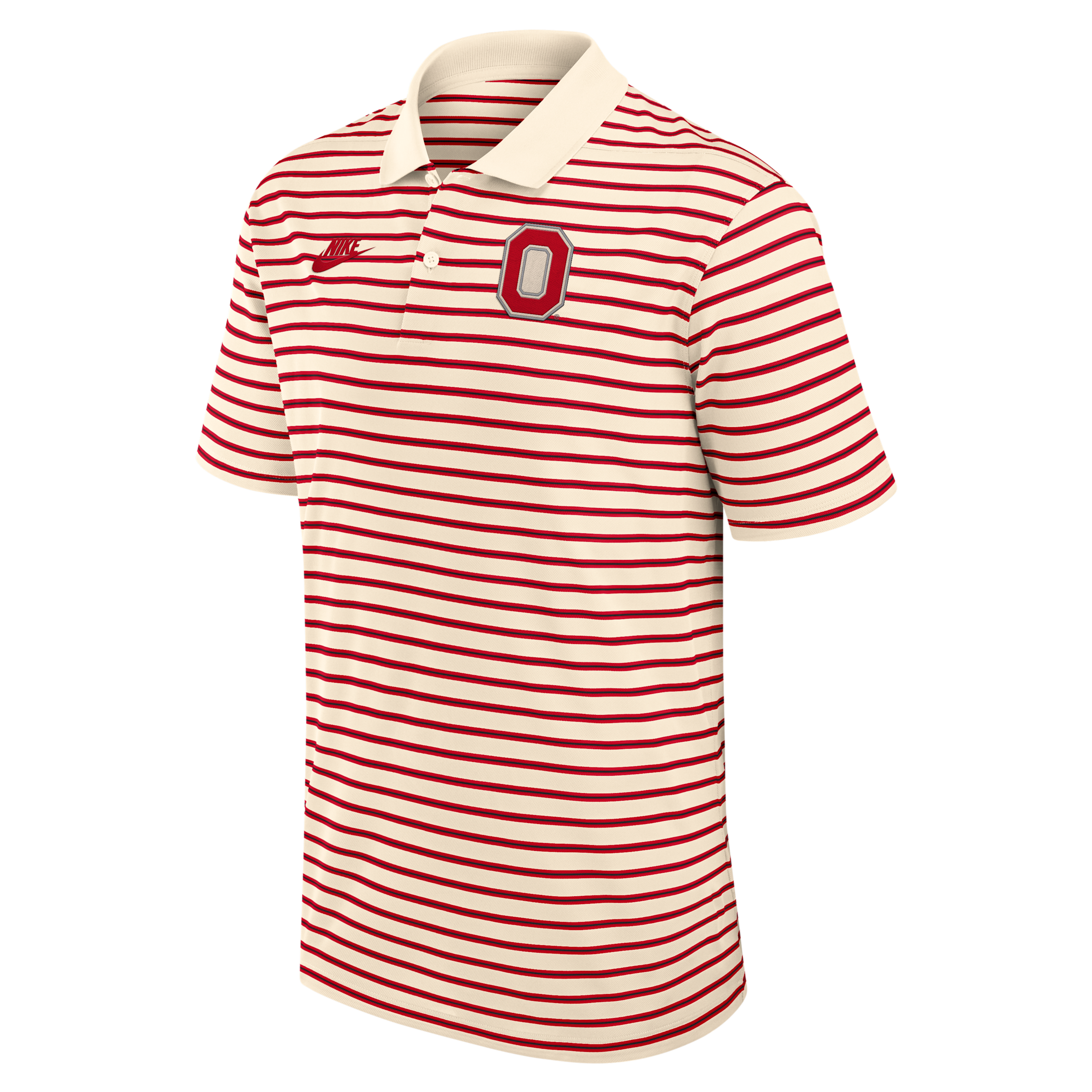 Nike Men's Natural/Scarlet Ohio State Buckeyes Striped Primary Logo Dri-fit Polo - Natural, Scarlet
