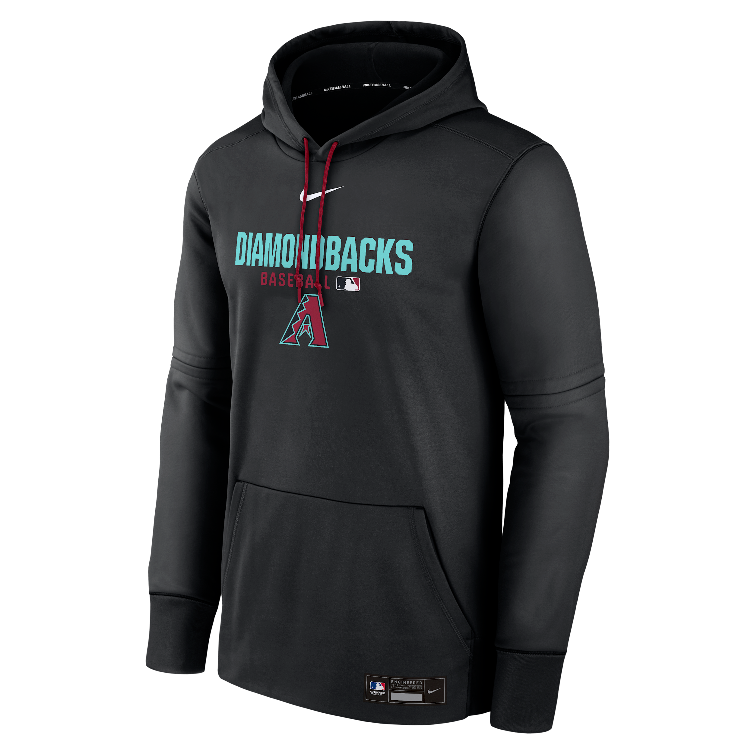 Men's Arizona Diamondbacks Authentic Collection Nike Therma MLB Pullover Hoodie in Black | NAC3090NDQS-RMG