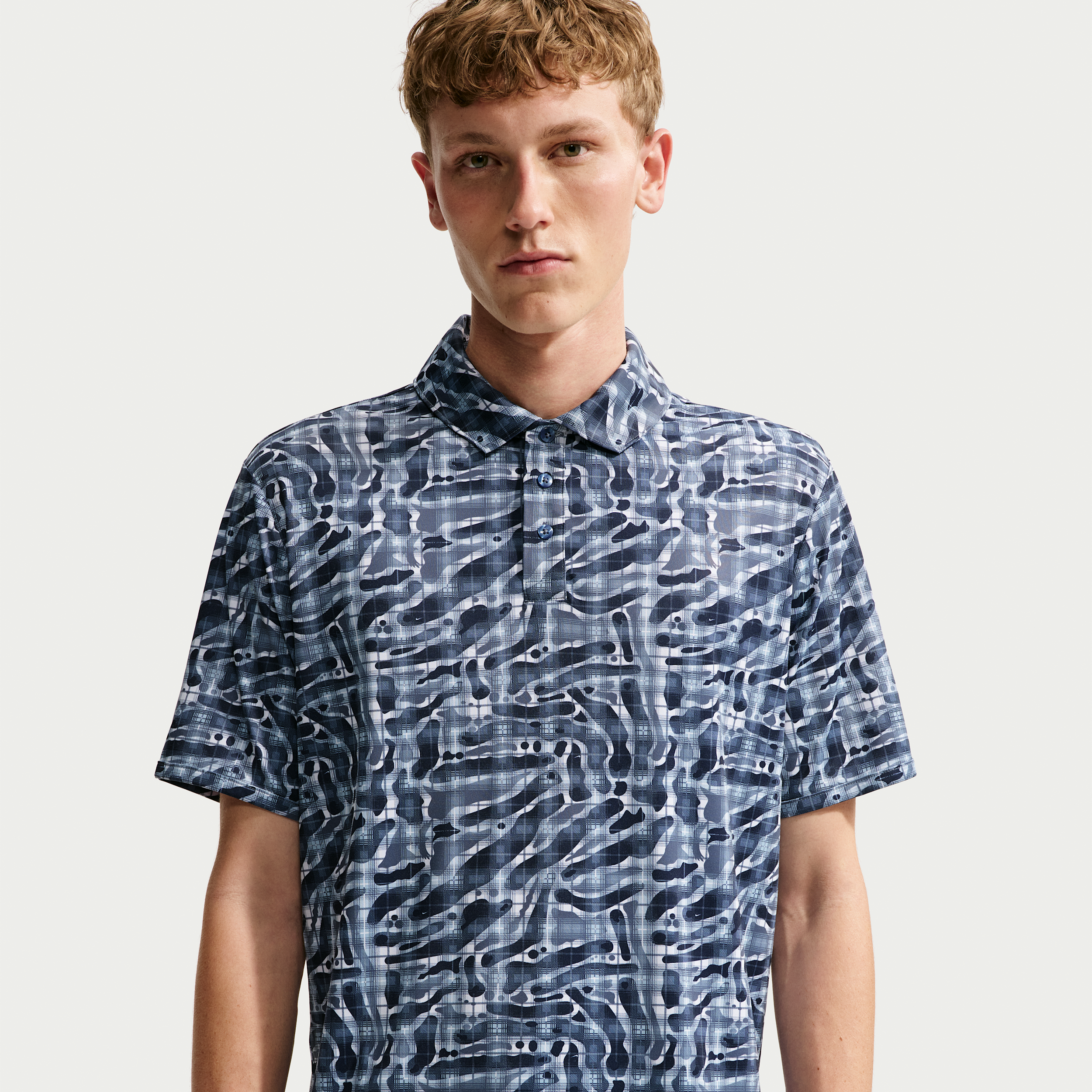 Nike Men's Par Dri-FIT Tartan Camo Print Golf Polo, Medium, Diffused Blue