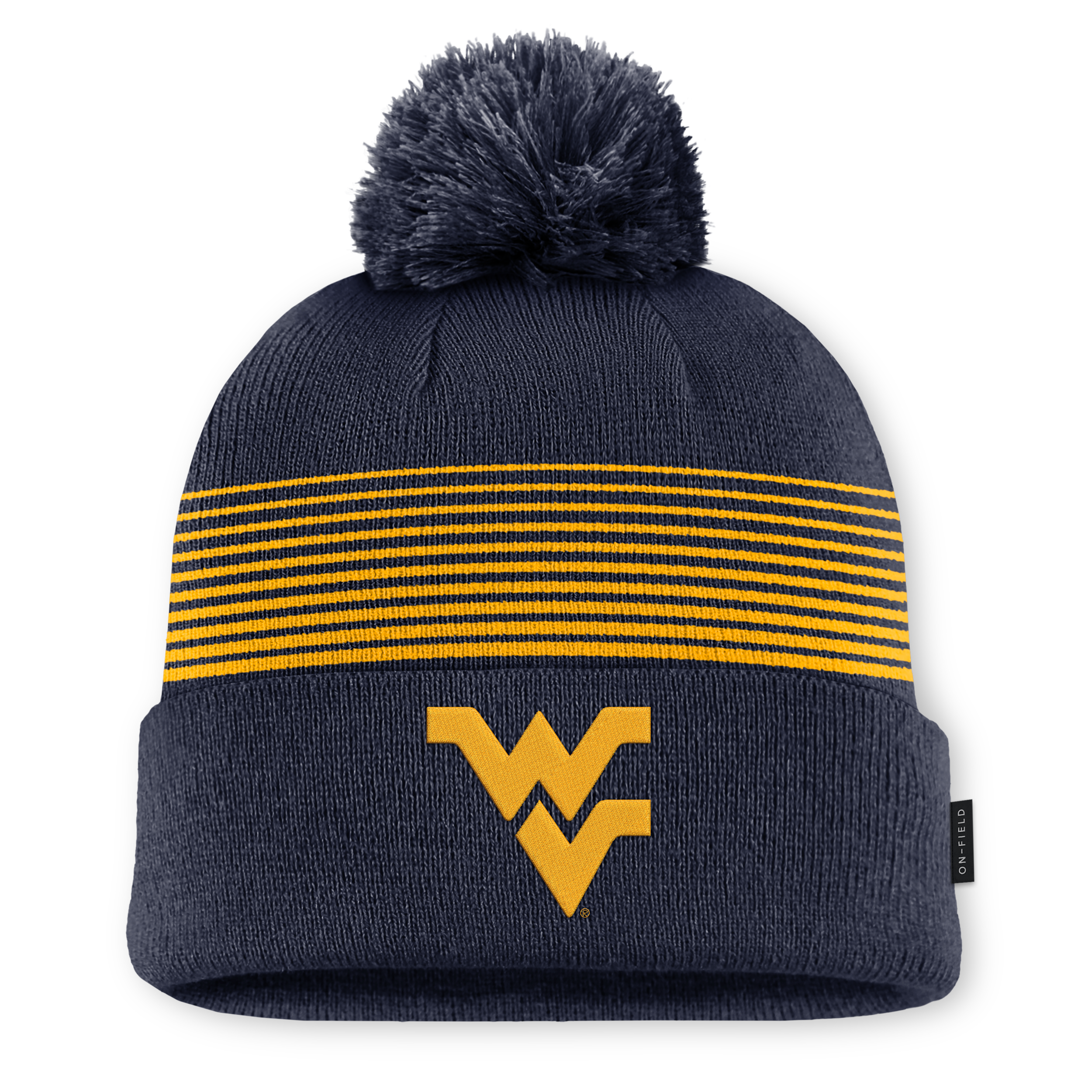 Men's and Women's Nike Navy West Virginia Mountaineers 2026 On-Field Cuffed Knit Hat with Pom - Navy, Gold