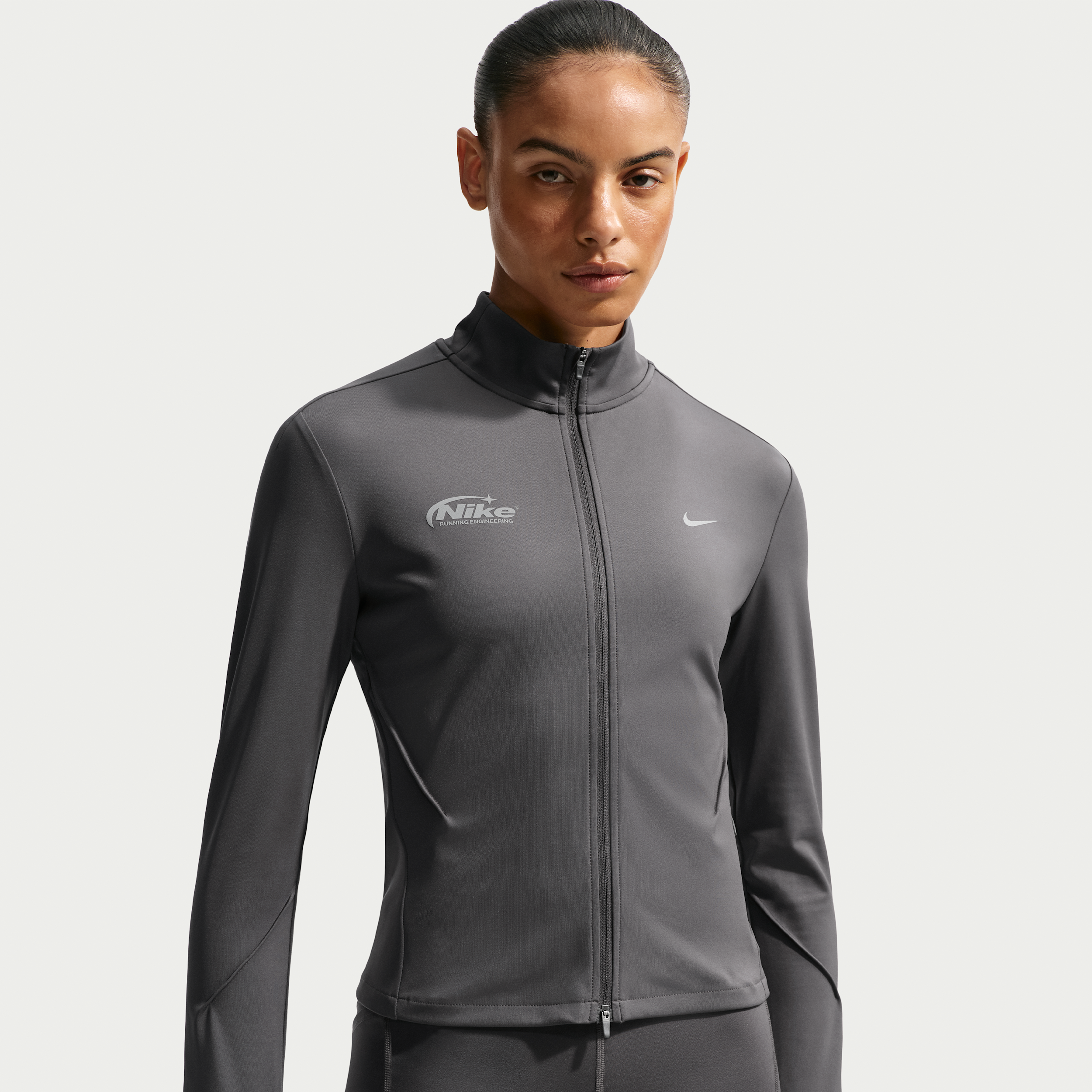 Nike Women's Swift Dri-FIT Full-Zip Mid-Layer Running Top in Brown | IO4301-254