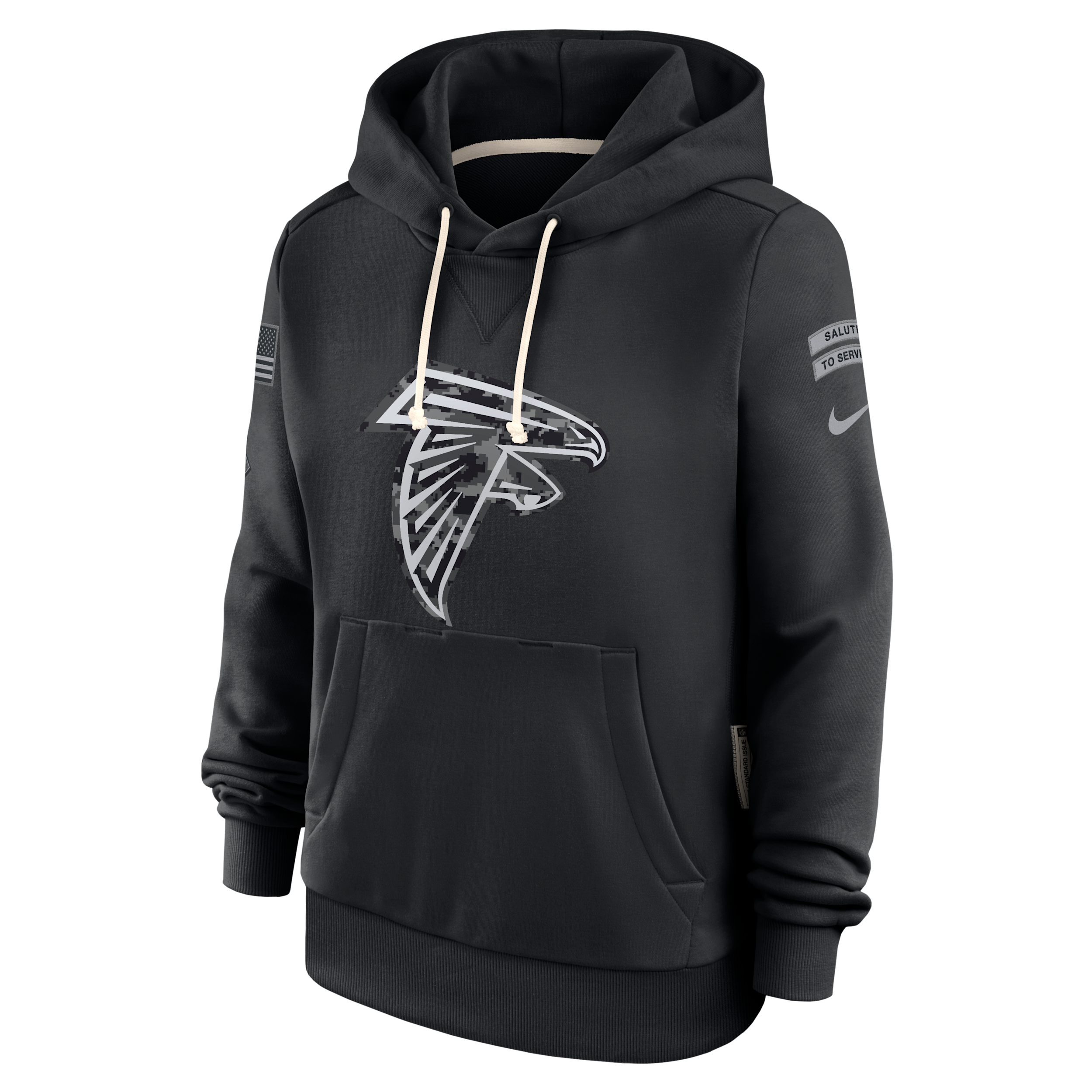 Atlanta Falcons Salute to Service Sideline Nike Women's Dri-FIT NFL Pullover Hoodie in Black | 03C300AA22-CYB