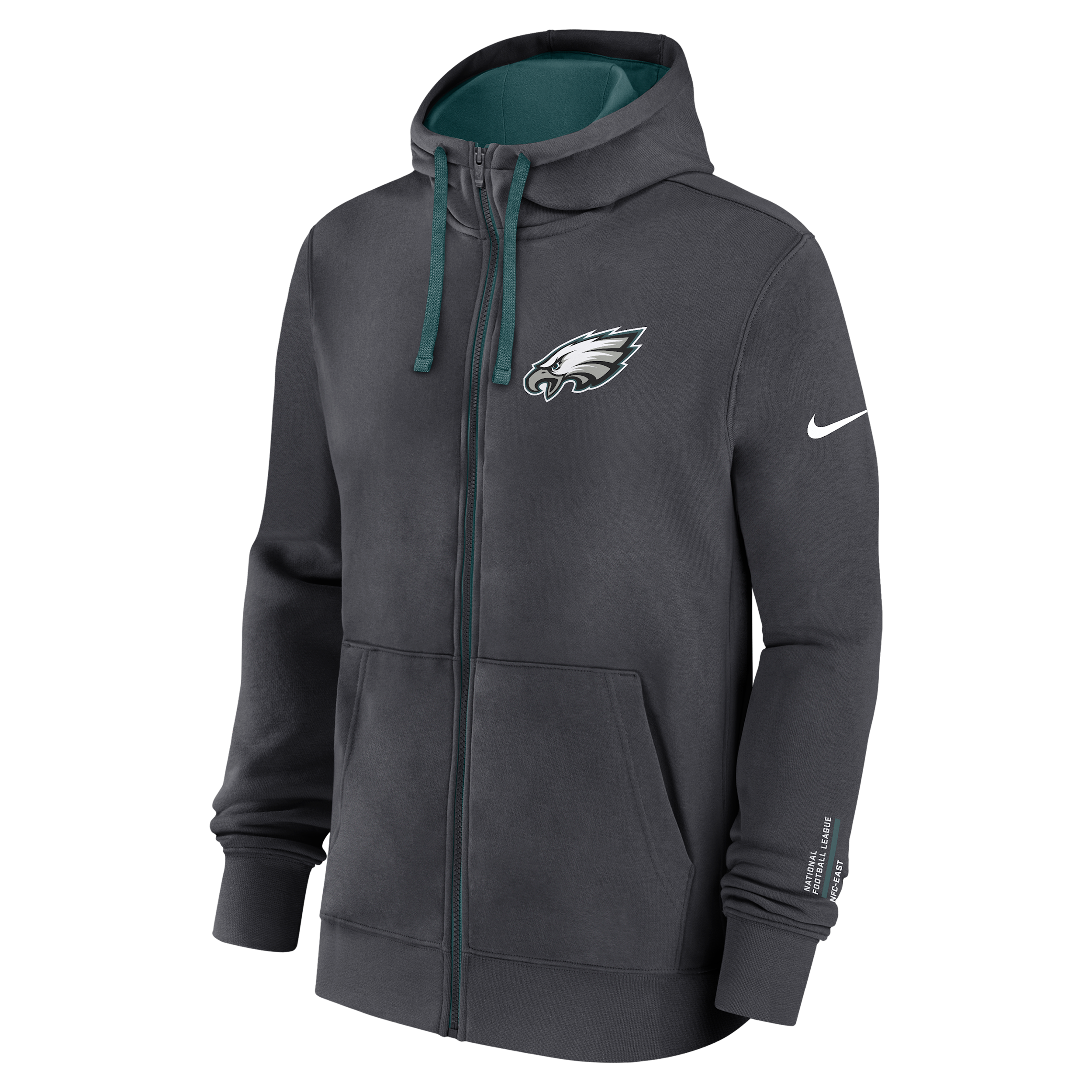 Nike Philadelphia Eagles Playbook Page Club Men's Nfl Full-zip Hoodie In Gray